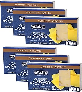 DeLallo Gluten Free Lasagna Noodle Sheets, 8.8 Ounce Box, (6 Pack), Made...