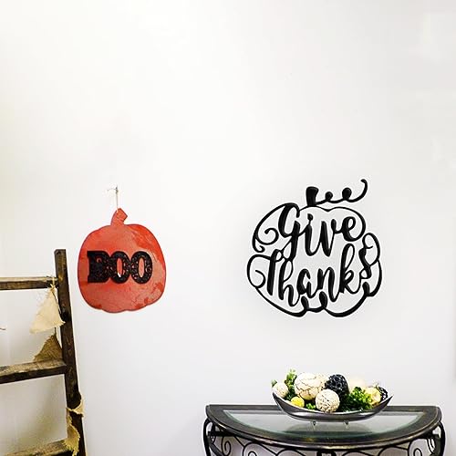 Miniatura 2 de Badger Steel USA Give Thanks Calabaza Metal Wall Art 180 x 180in color negro