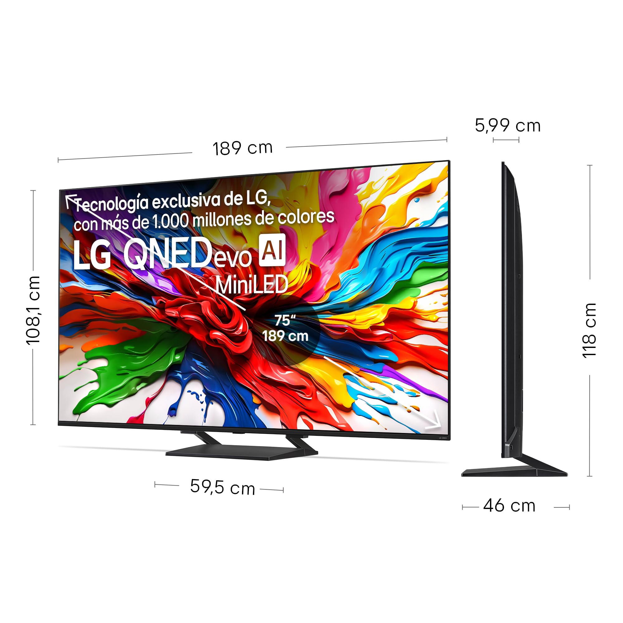 LG 85QNED93A6A - TV 85", 4K QNED EVO, Smart TV, WebOS 25, Procesador Potente e Inteligente, MiniLED AI, Super Upscaling, Dolby Vision y Atmos, Alexa/Google Assistant, Negro
