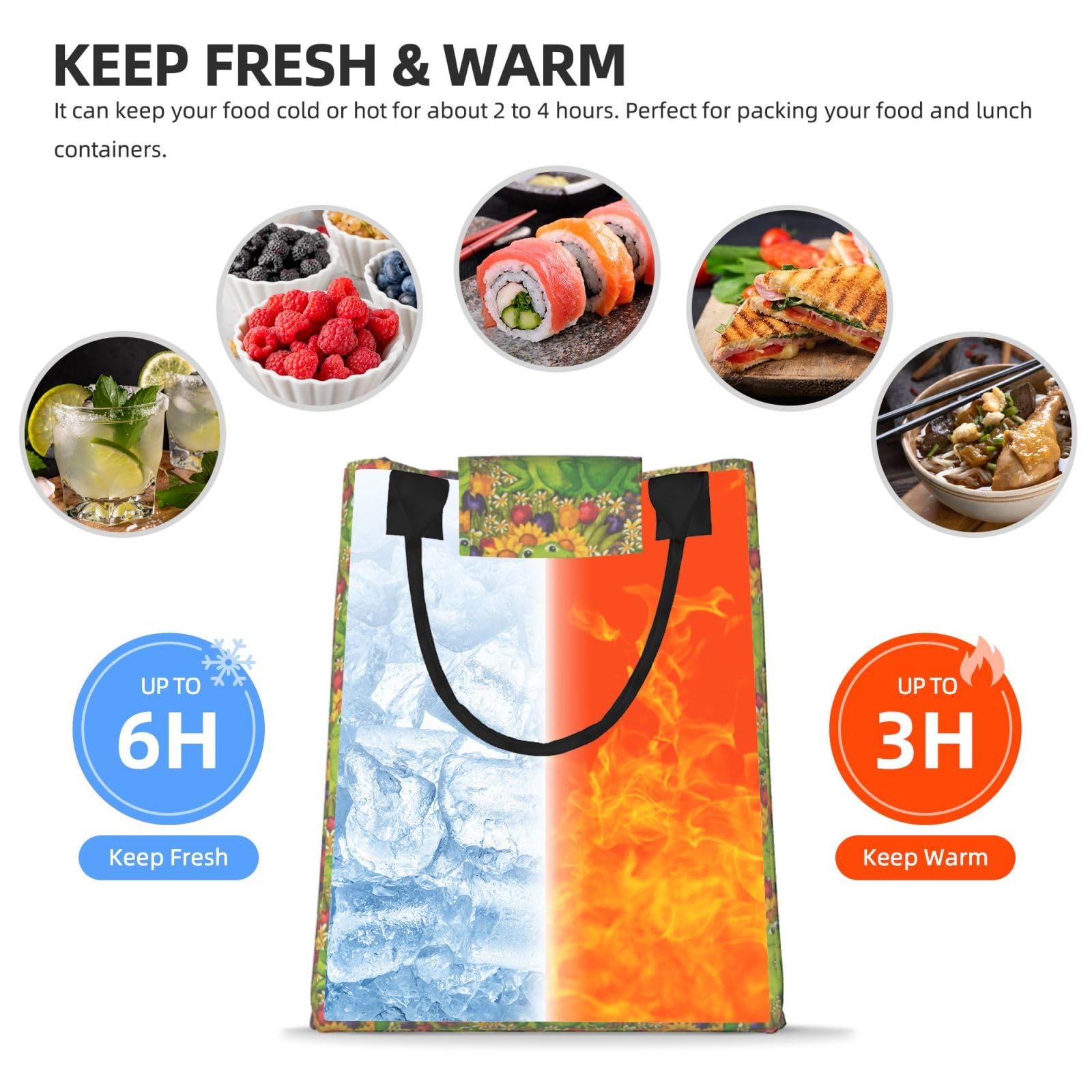 Borsa termica per il pranzo, a forma di rana, riutilizzabile, per adulti, ideale per lavoro, picnic e viaggi