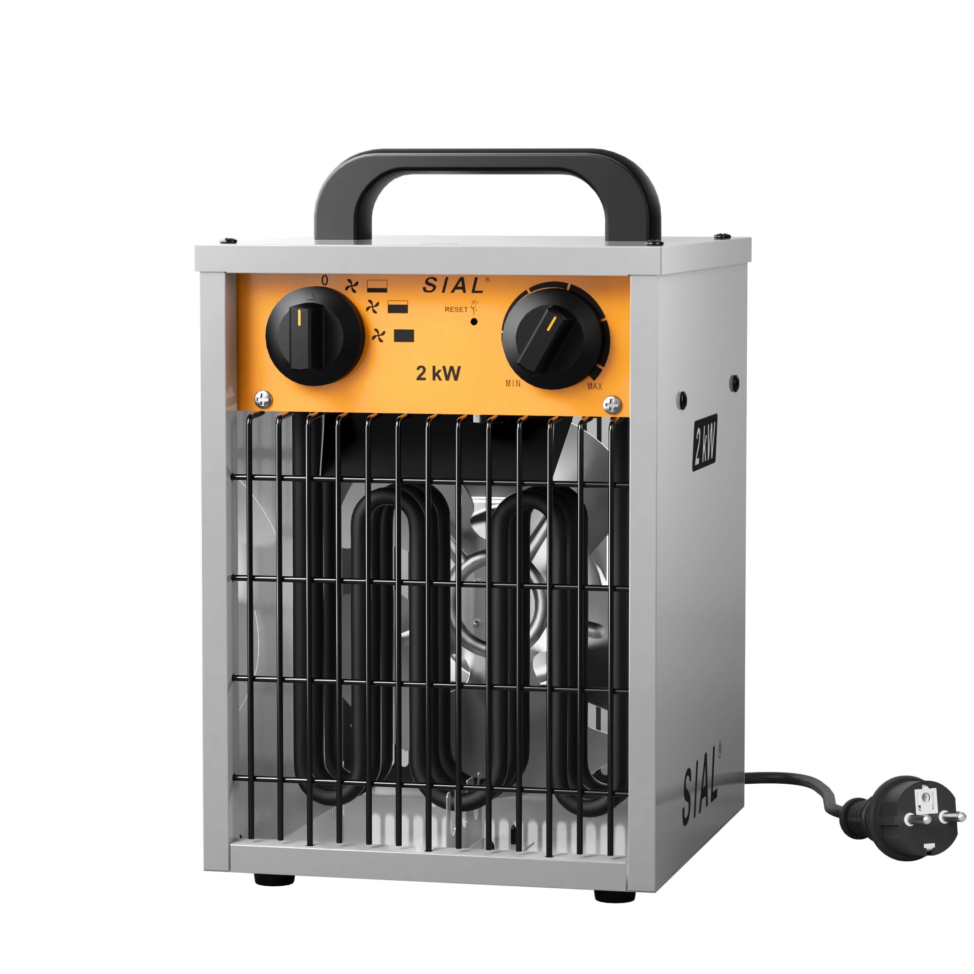 SIAL Industriale Riscaldamento 2000 W - Termoventilatore - Radiatore Elettrico - Adatto per Cantieri, Negozi, Garage, Scantinati(Argenteo)