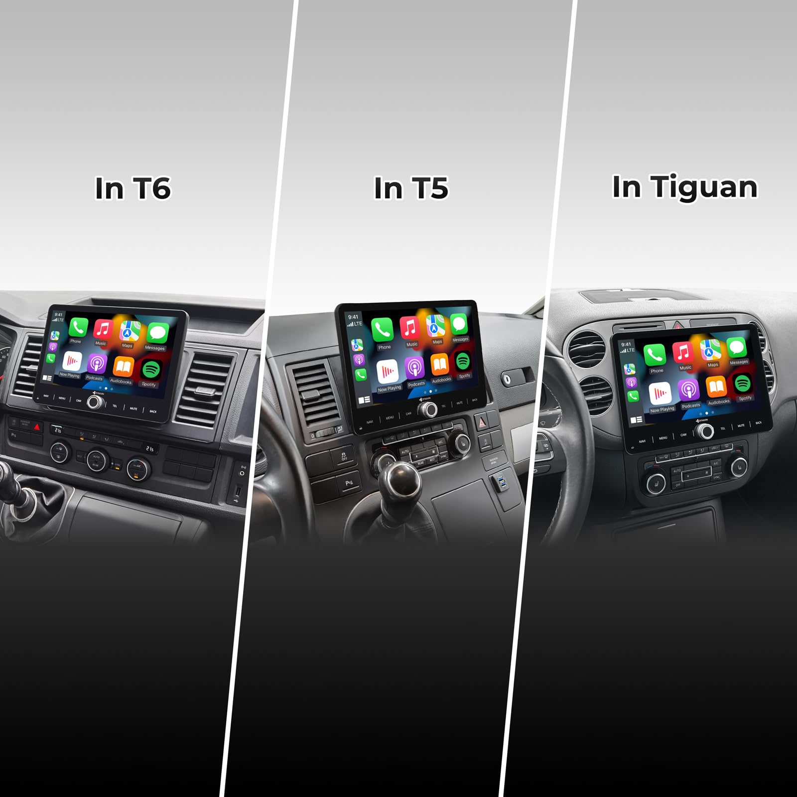 DYNAVIN Android Autoradio Navi für VW T5 T6 Caddy Tiguan Sharan Skoda, 10,1 Zoll Radio mit Wireless Carplay und Android Auto | Head-up Display | Inkl. DAB+: D9-V10W PR F