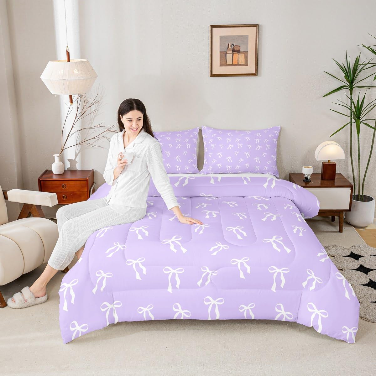 Homewish Kawaii Bowknot podwójna poszewka na kołdrę i poszewka na poduszkę zestaw