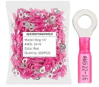 Vista 29 de haisstronica 100 piezas de conectores de anillo termorretráctil de grado marino rojo de 5/16", conectores de terminal de anillo de 0,7 mm de cobre