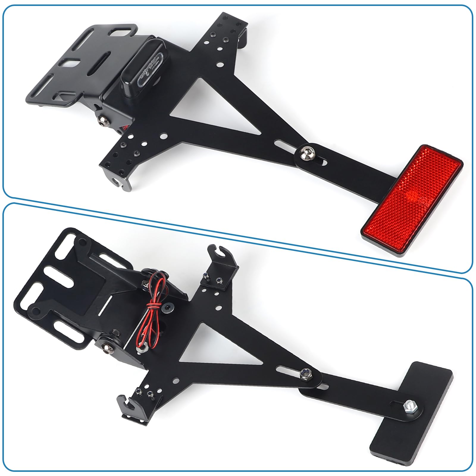 DBREAKS Support De Plaque D'immatriculation Moto Réglable, Support Arrière pour Moto, Support D'éliminateur D'aile, Support de Plaque Moto, Compatible avec Les Modèles de Motos Les Plus Populaires