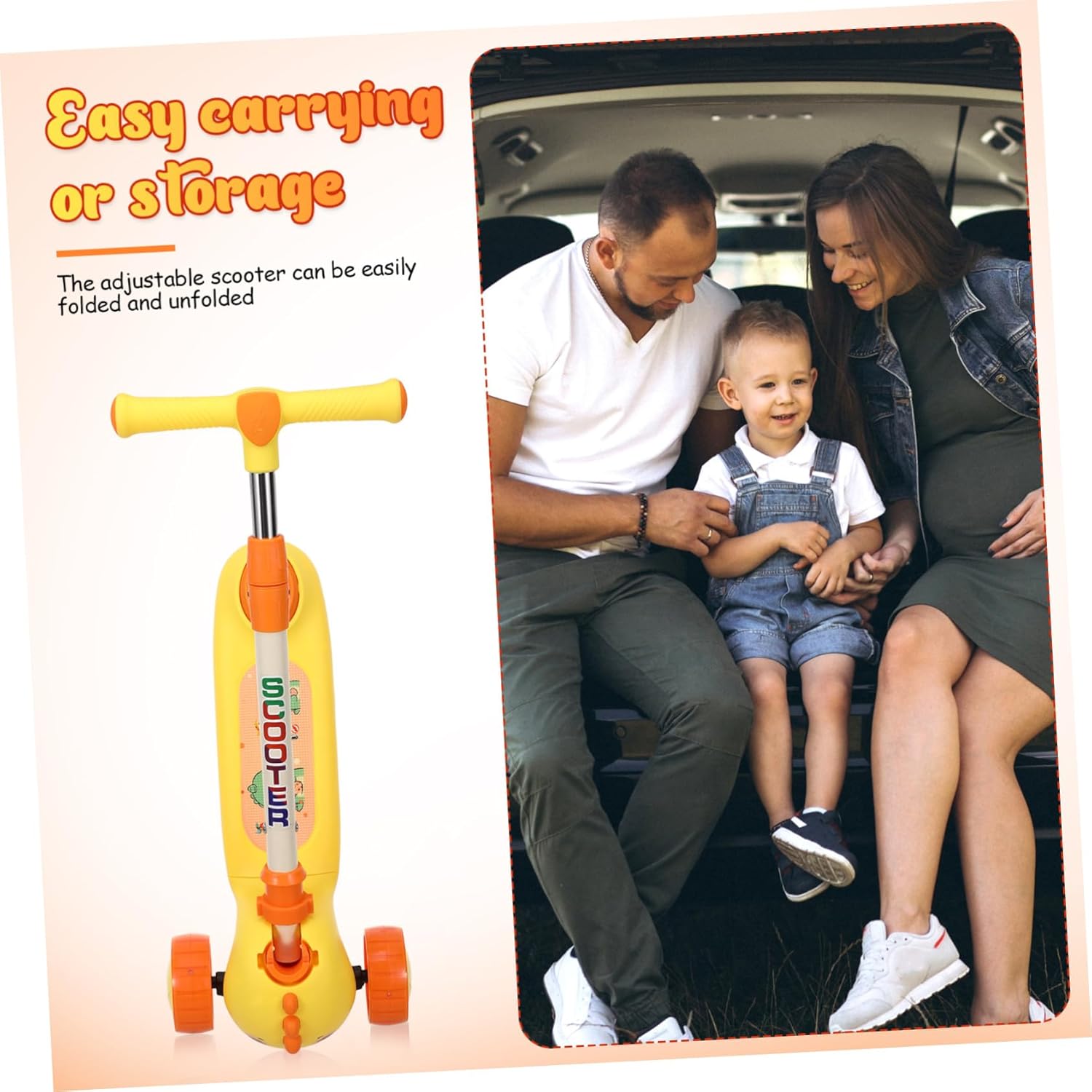 Luxshiny Foldable Scooter with Adjustable Handlebar Light-up Flashing Wheels Three-Wheeled Scooter for Ages Outdoor Play with Lights and Easy Fold Design