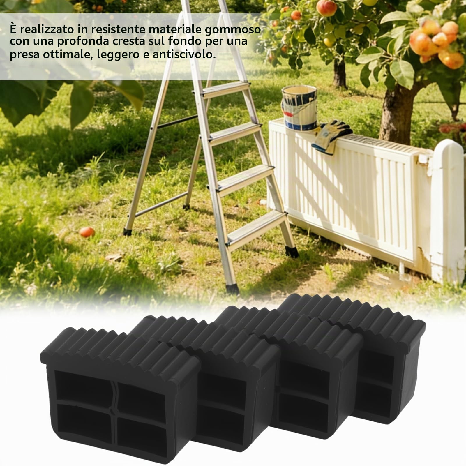 4 piedini di ricambio antiscivolo per scala, tappi di protezione, 6 x 2,2 cm, in PVC, pezzi di ricambio, design interno per scale, piedini di ricambio antiscivolo in gomma