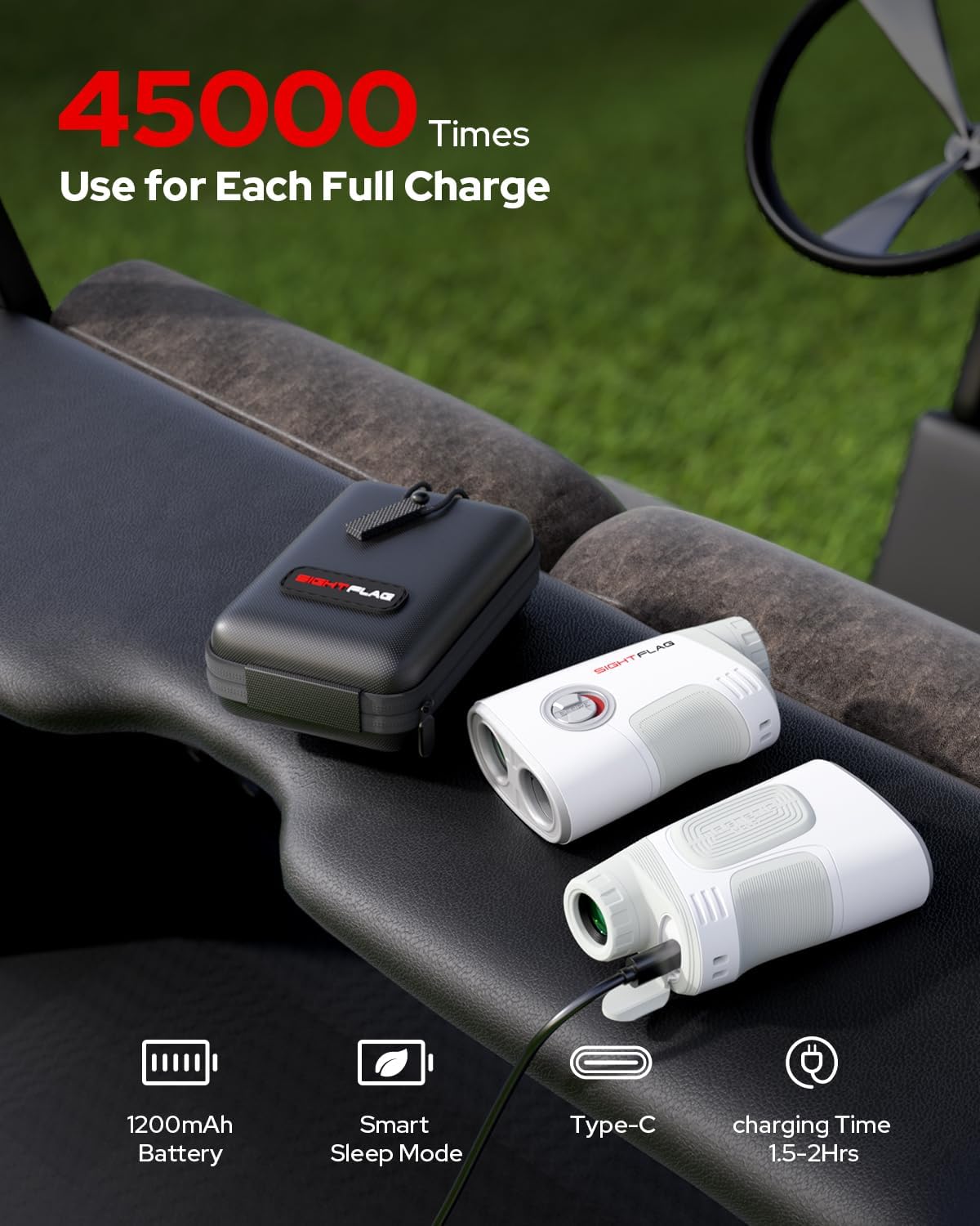 GF2 Golf Rangefinder with Slope, 1300 Yards Laser Range Finder, 7.5X Magnification, Flag Pole Locking Vibration 0.3 Yard Accuracy, Rechargeable Magnetic Golf Accessories Gift for Men Women - Image 6