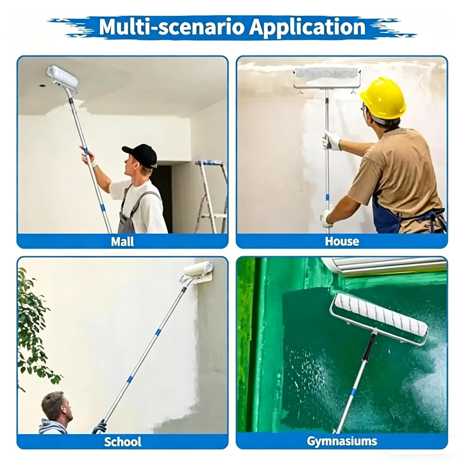 Kit Rullo Per Vernice Da 45 cm,Rullo Per Pittura Include 6 Rulli,Supporto Regolabile (35-60 cm),Un Secchio Grande Per La Vernice e Un'Asta Telescopica Estendibile Fino a 160 cm,Per Pareti e Soffitti