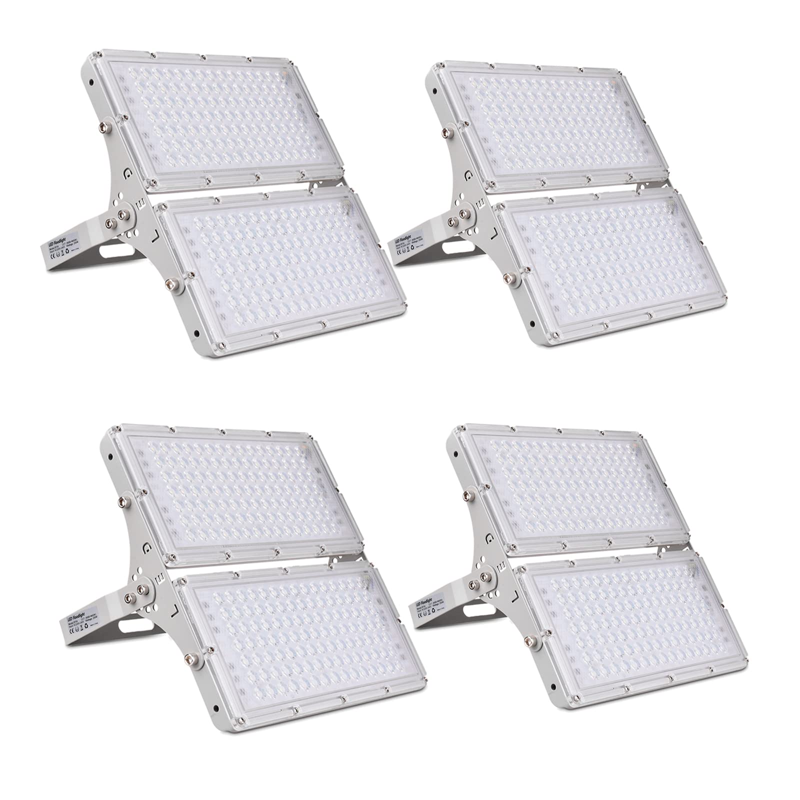 Sararoom LED Strahler 200W 20000LM Scheinwerfer Außen, 6500K Kaltweiß Superhell Fluter Flutlicht, IP65 Wasserdicht Flutlichtstrahler Aussenleuchte für Garten Hof Garage Sportplatz Werkstatt Wand, 4St