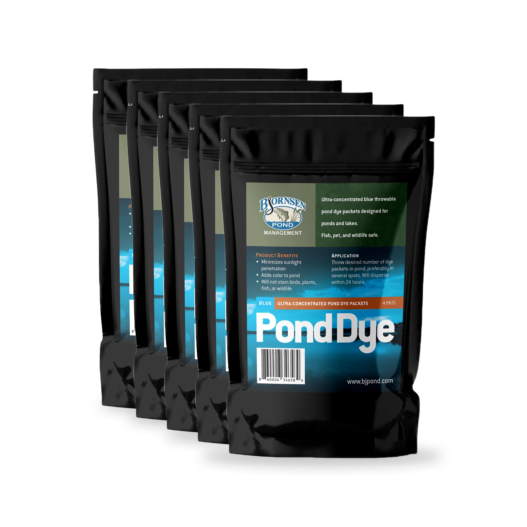 Bjornsen Pond Management Blue Ultra-Concentrated Pond Dye Packets-Dry (5 Pouches containing 20 Total Packets)