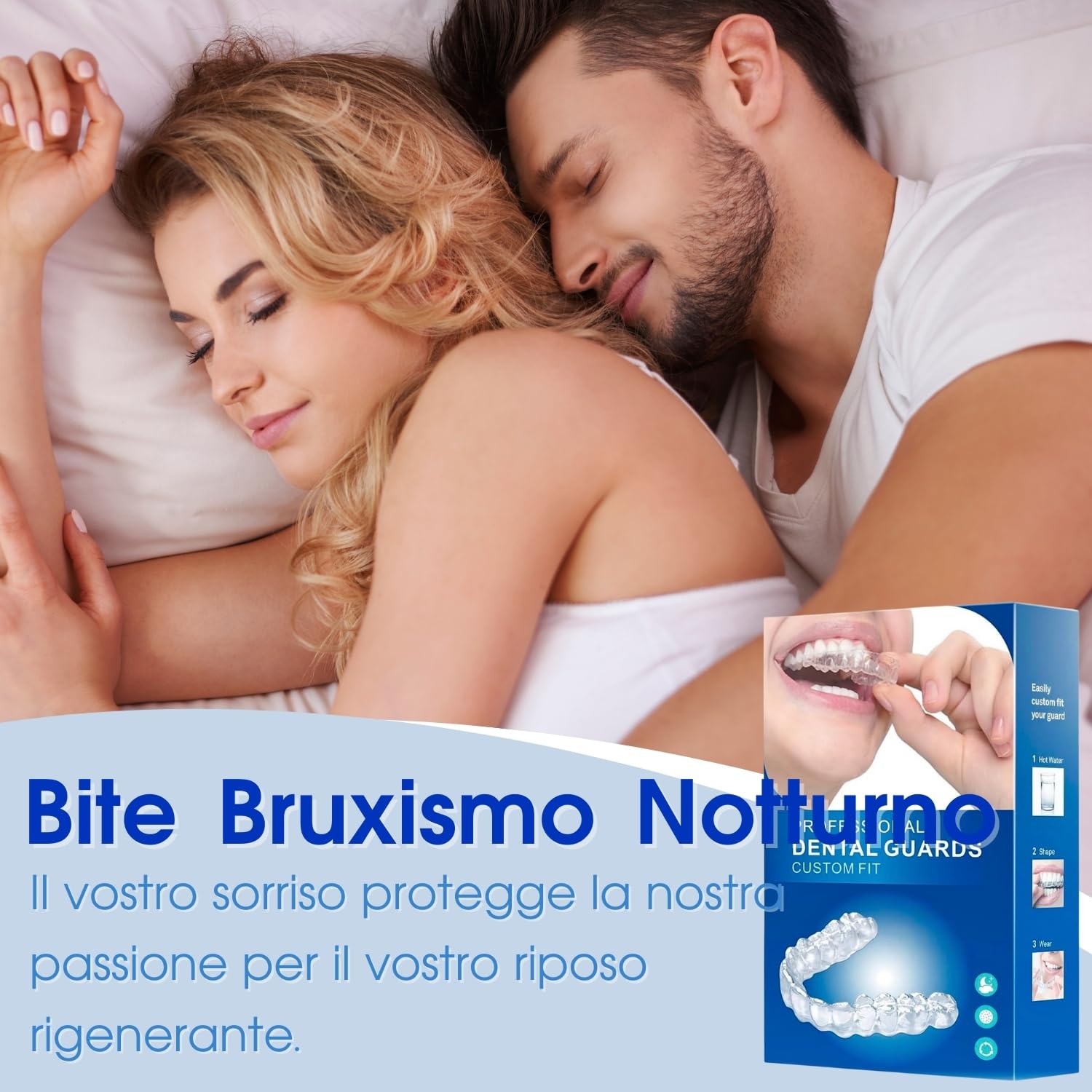 Bite Bruxismo Notturno, Anti-Bruxismo Protettori Buccali per la Notte, 4 Pezzi in 2 Taglie con Scatola di Stoccaggio, Dispositivo Bucale Adattabile per Ridurre il Rechinar dei Denti