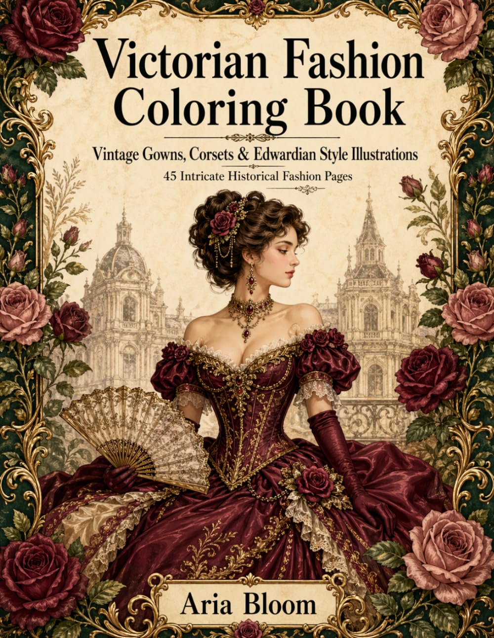 Victorian Fashion Coloring Book: 45 Intricate Historical Fashion Pages | Nostalgic Adult Coloring Gift for Women