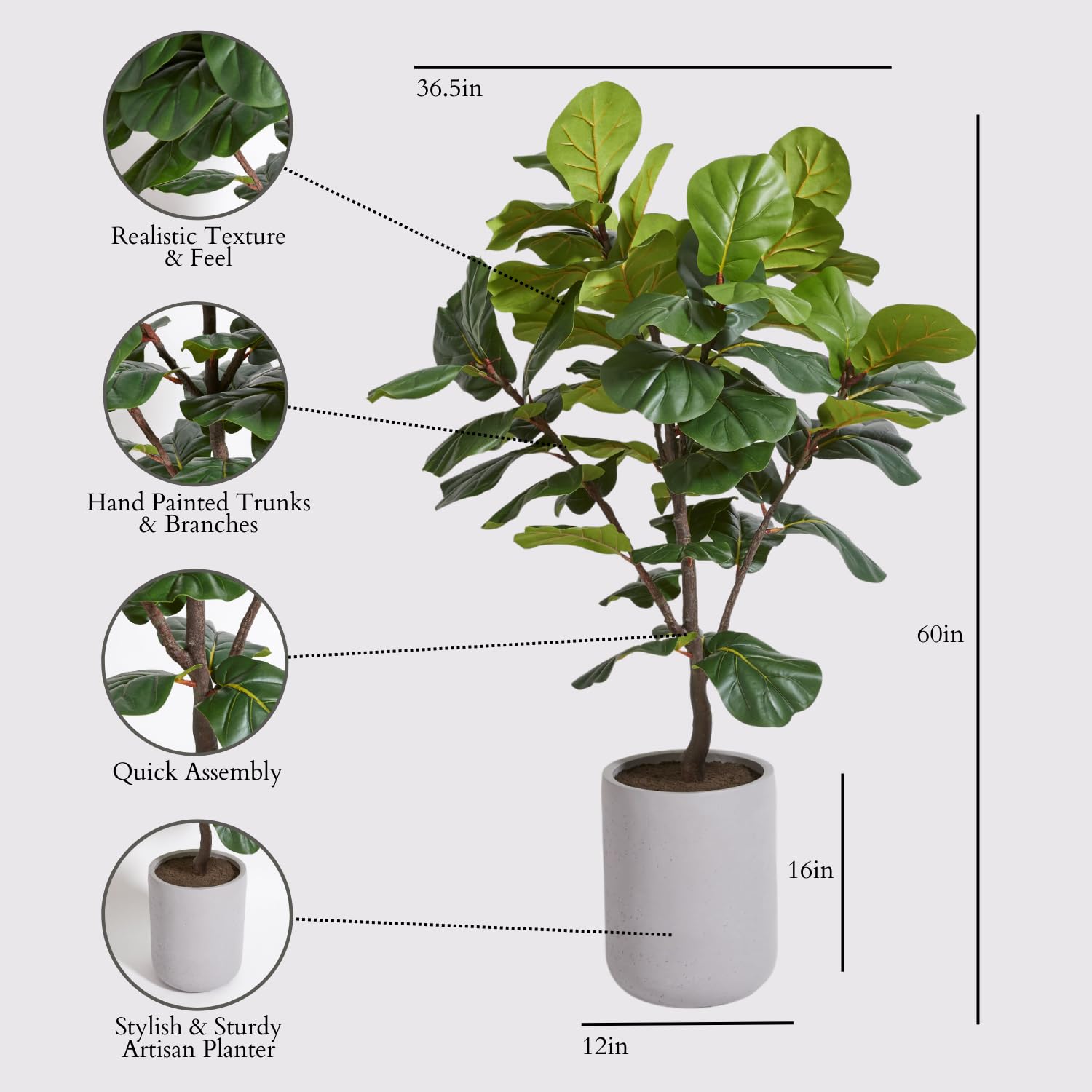 Amazon.com : CG Hunter Faux Fiddle Leaf Fig Tree, Premium Amazon.com : CG Hunter Faux Fiddle Leaf Fig Tree, Premium