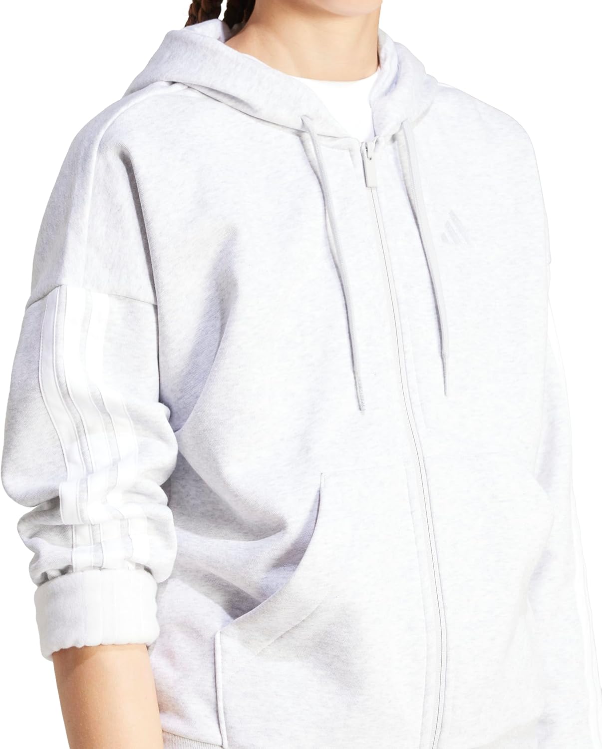 adidas womens Essentials 3-stripes Fleece Full-zip Hoodie - Image 4