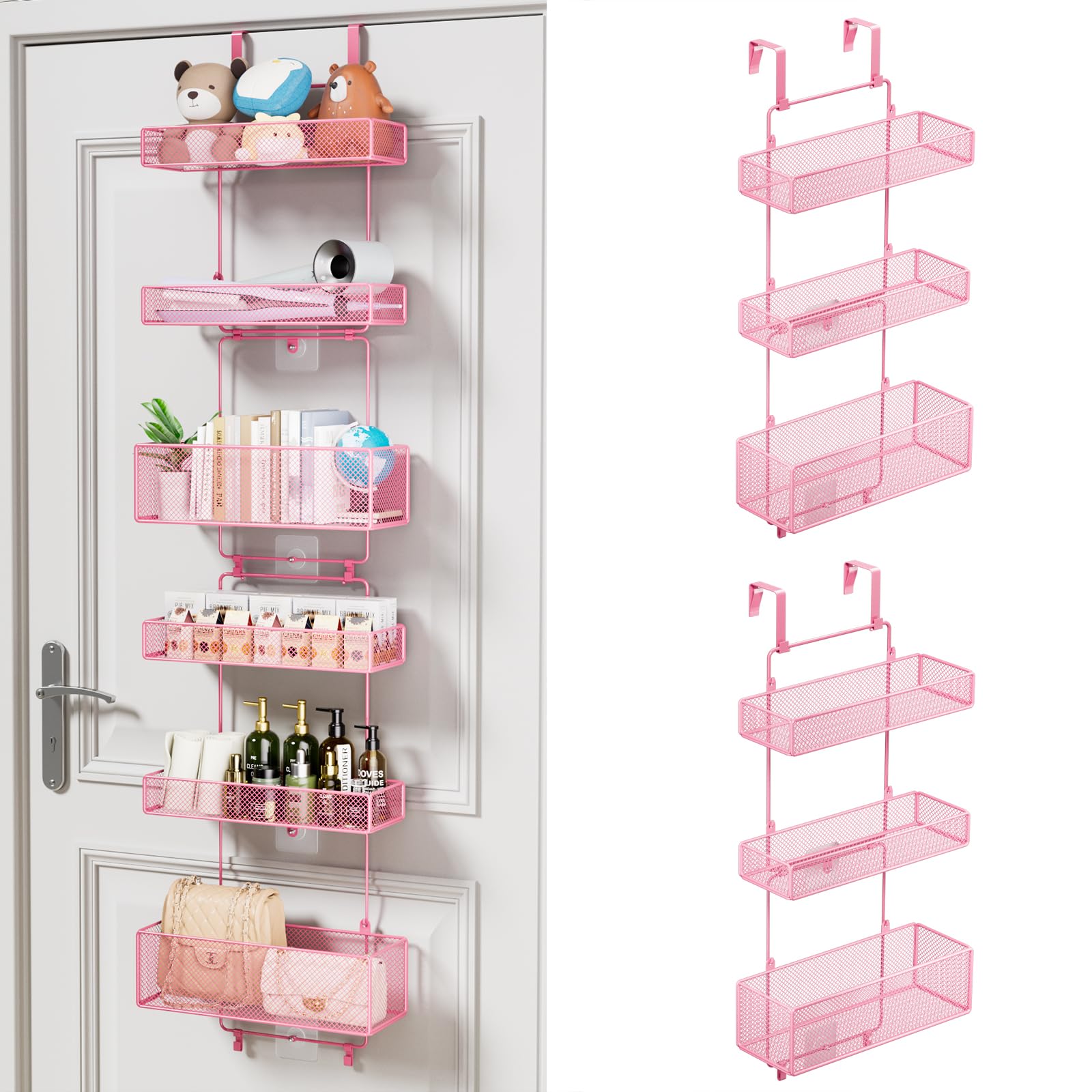 Over The Door Storage HapiRm Over The Door Organizer - Hanging Door Organizer With 4 Metal Pantry Shelves Wall Mounted