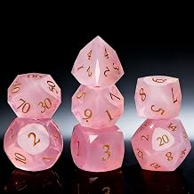 Pink Opal Diamond Cut Dice Set | 7 Piece for D&D, RPG & Tabletop Games | Durable with Premium Gift Box
