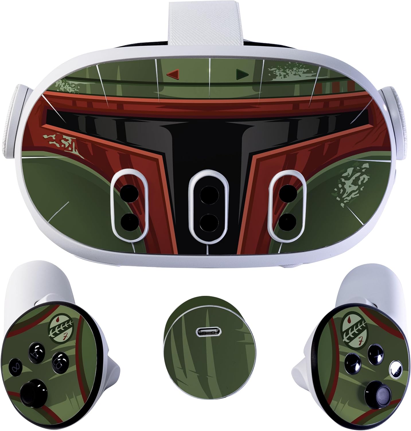 VR Headset Bounty Hunter Skin and Accessories Stickers Kit Compatible with Meta Quest 3 Skin Protective Vinyl Decal Compatible with Oculus Quest 3