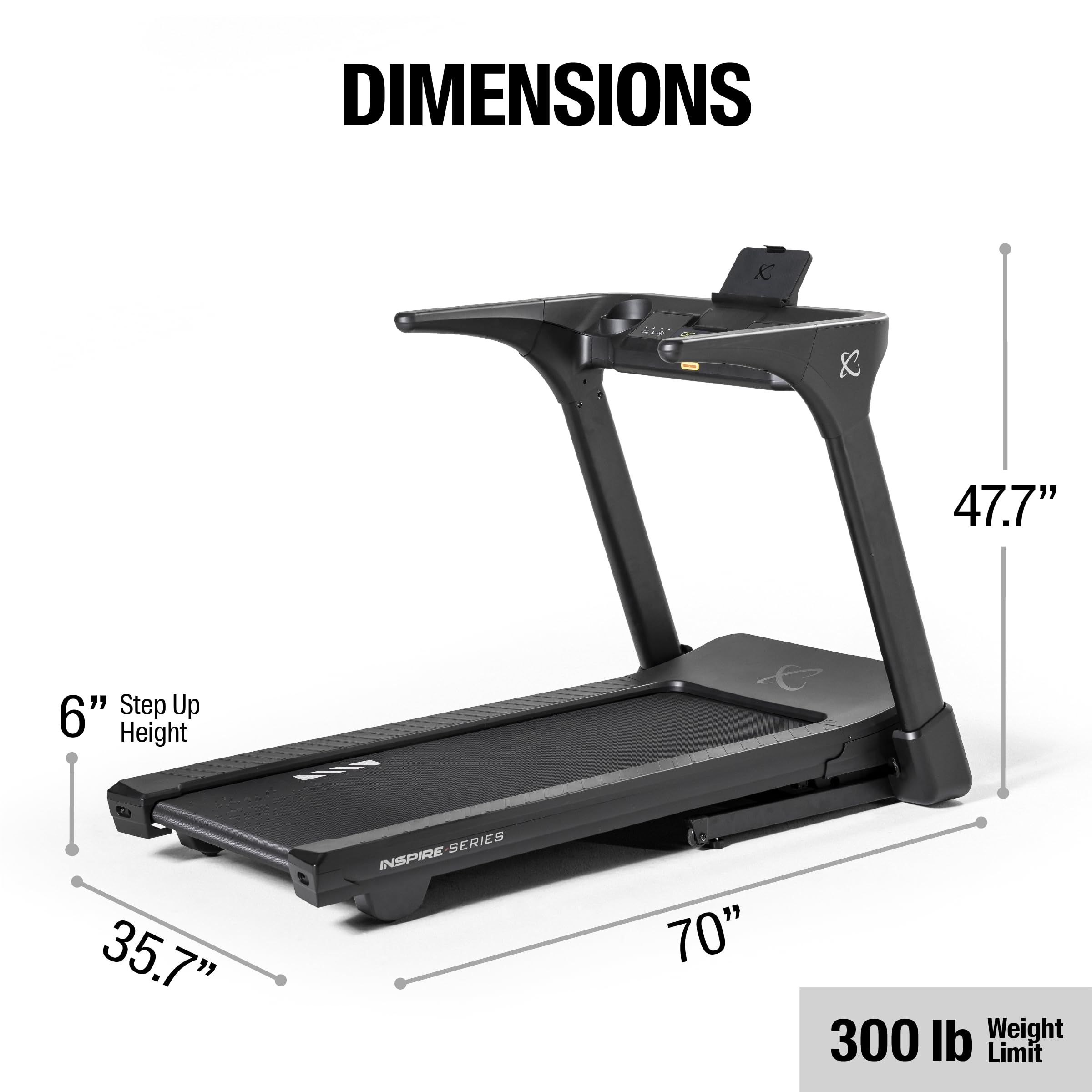 Unfolded dimensions of Inspire Series T4 Treadmill