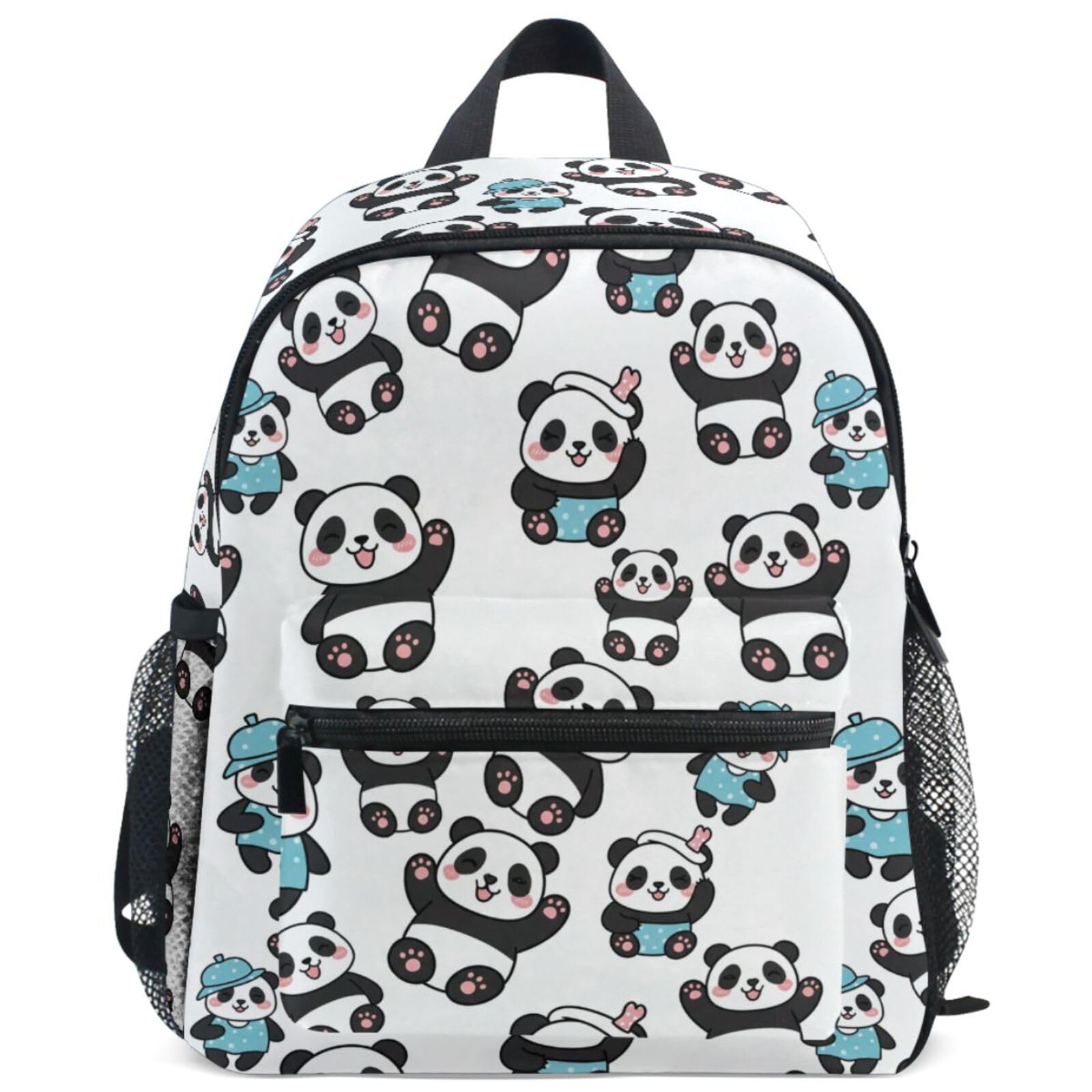 Pfrewn Cute Panda Backpacks for Kids Girls Boys Cartoon Pandas Bamboo Preschool Toddler Bookbag Backpack with Chest Strap Mini Adorable Animals