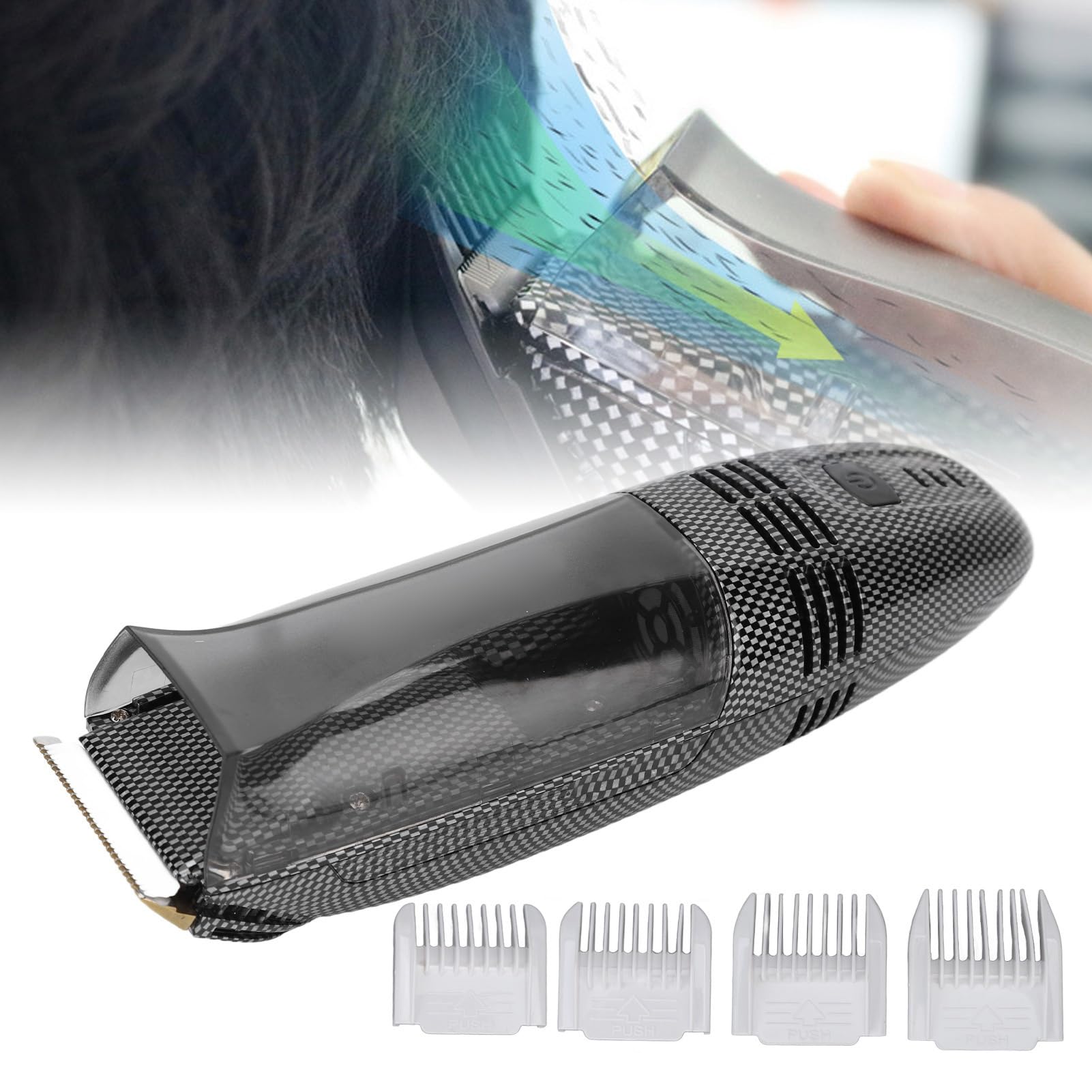 Sixrun Elektrischer Haarschneider, sicherer USB-aufladbarer Haarschneider mit Staubabsaugung für Männer, für den Heimgebrauch, Vergaser-Ersatzset, Zubehör für Gartengeräte aus Aluminium