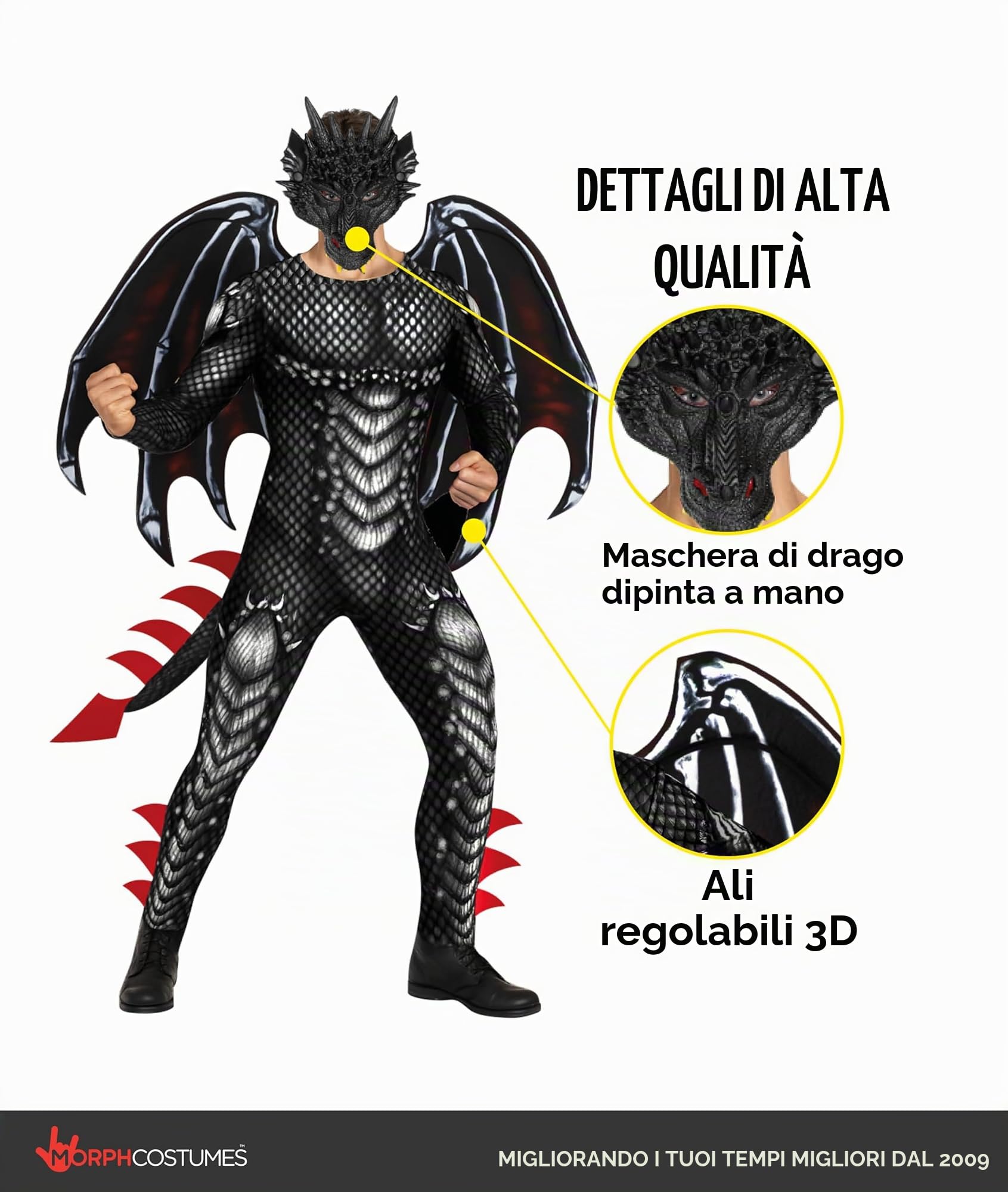 Morph Costume Drago Adulto, Costume Fantasy Halloween Uomo