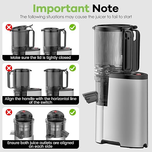 Miniatura 4 de Exprimidor de prensa en frío, máquina extractor de jugo de canal de alimentación de 5.3 pulgadas de ancho con 400 W, alto rendimiento de jugo,