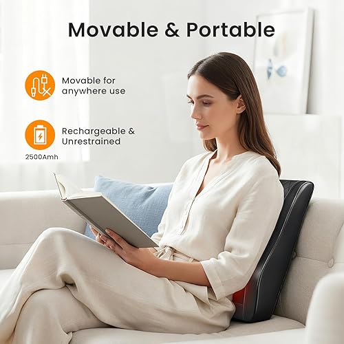 Miniatura 6 de Boriwat Shiatsu - Masajeador de espalda para aliviar el dolor de tejido profundo, masajeador eléctrico de cuello con masaje térmico térmico para la