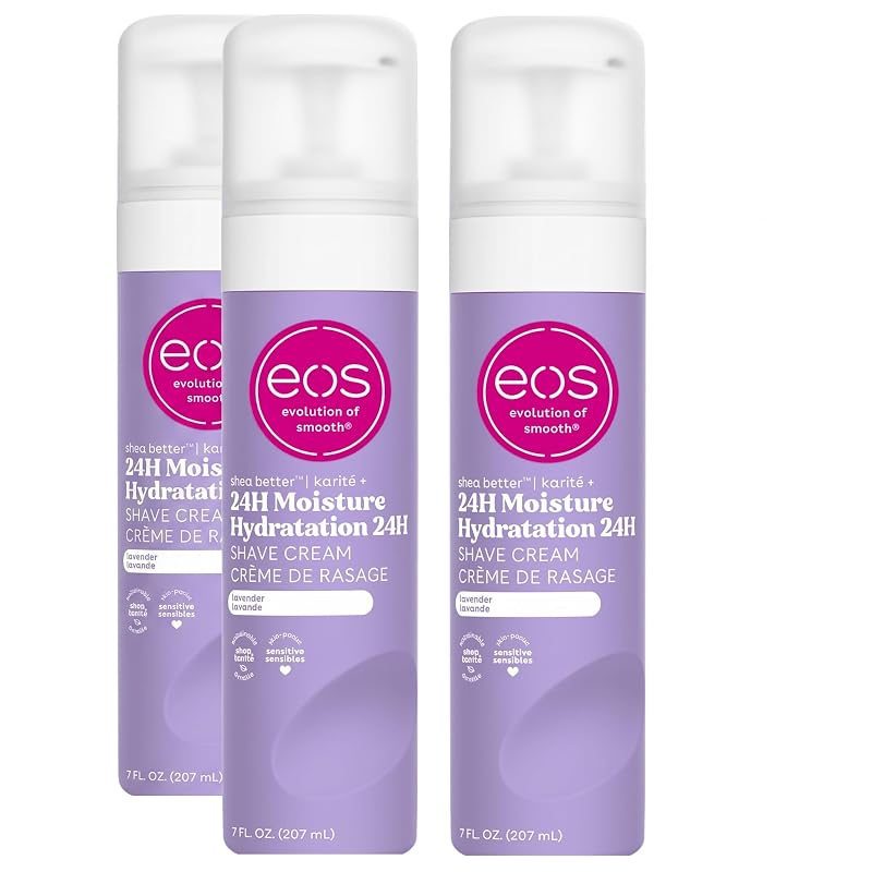 Creme de barbear eos Shea Better com lavanda, manteiga de karité e aloe vera, 198 mL, pacote com 4