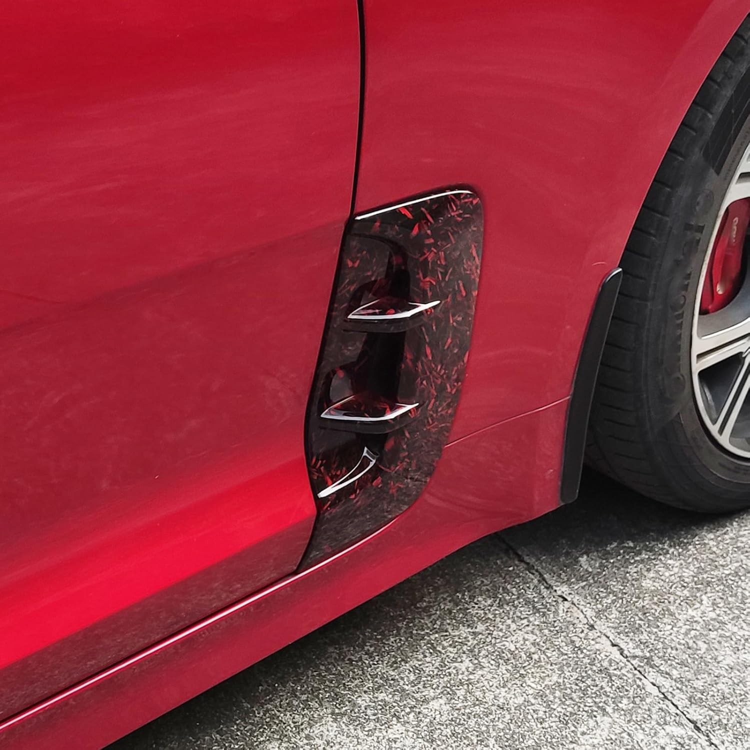 YOUTOOCAR 2PCS Side Fender Vent Trim Covers Compatible with Kia Stinger 2018-2023 Accessories (Forged Red)