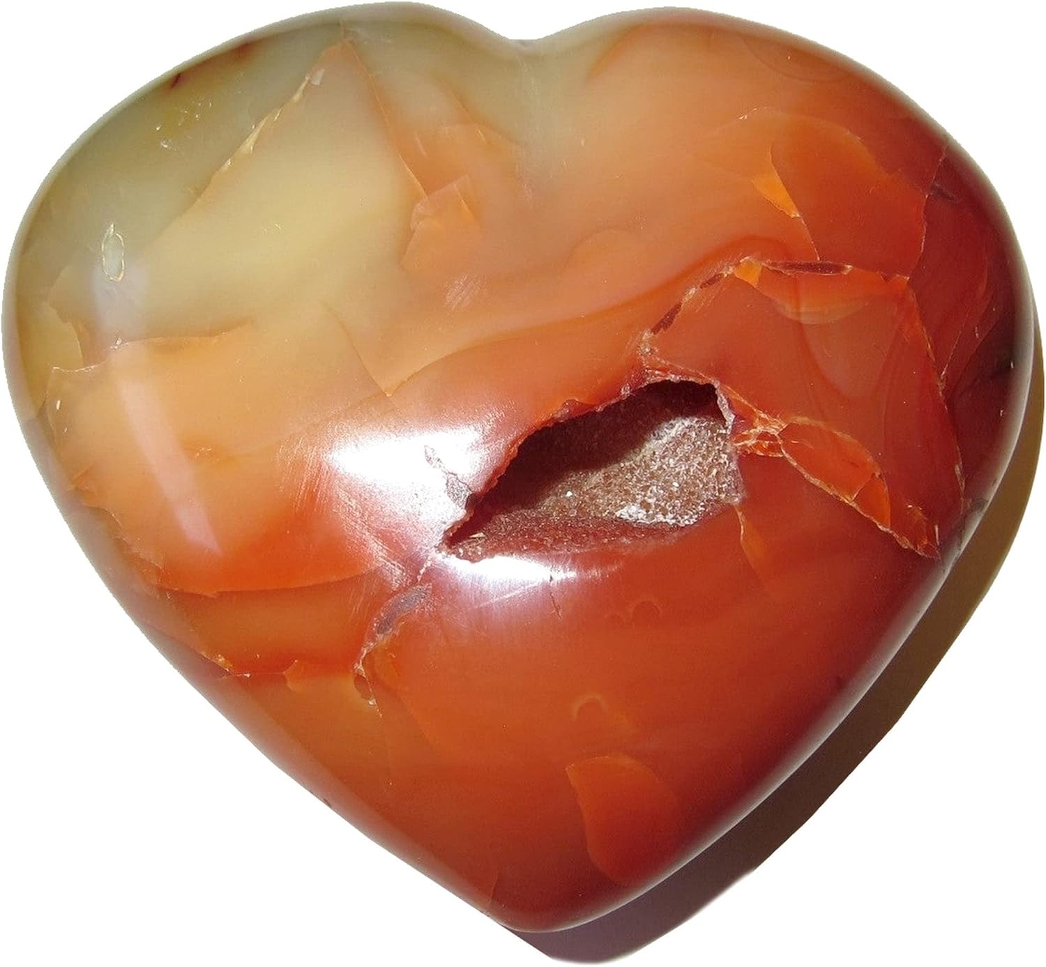 Satin Crystals Carnelian Heart Cozy Love Cave Orange 3.25-3.5 inch