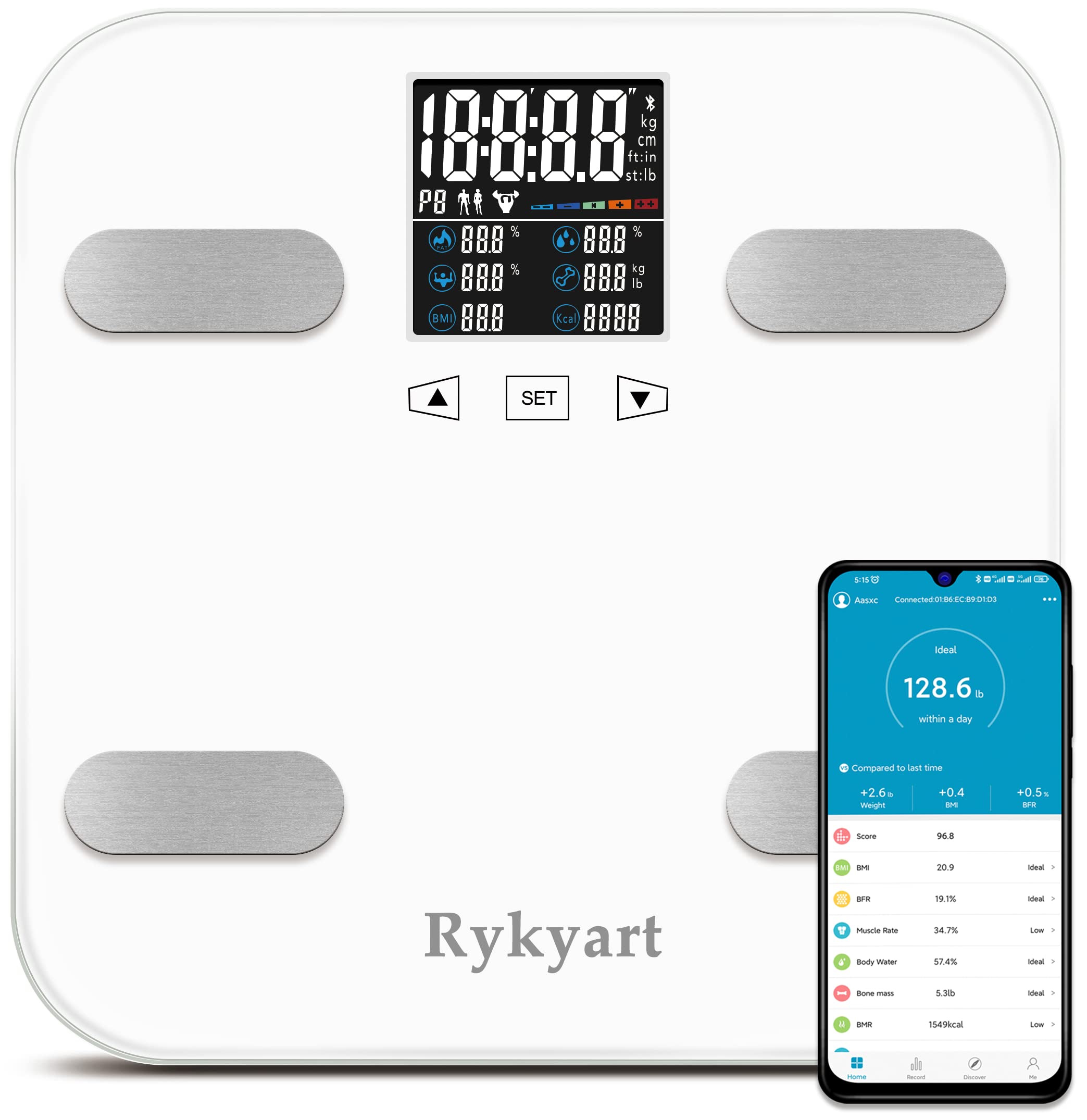 Buy Scale for Body Weight and , Rykyart Touch Screen & App DualMode