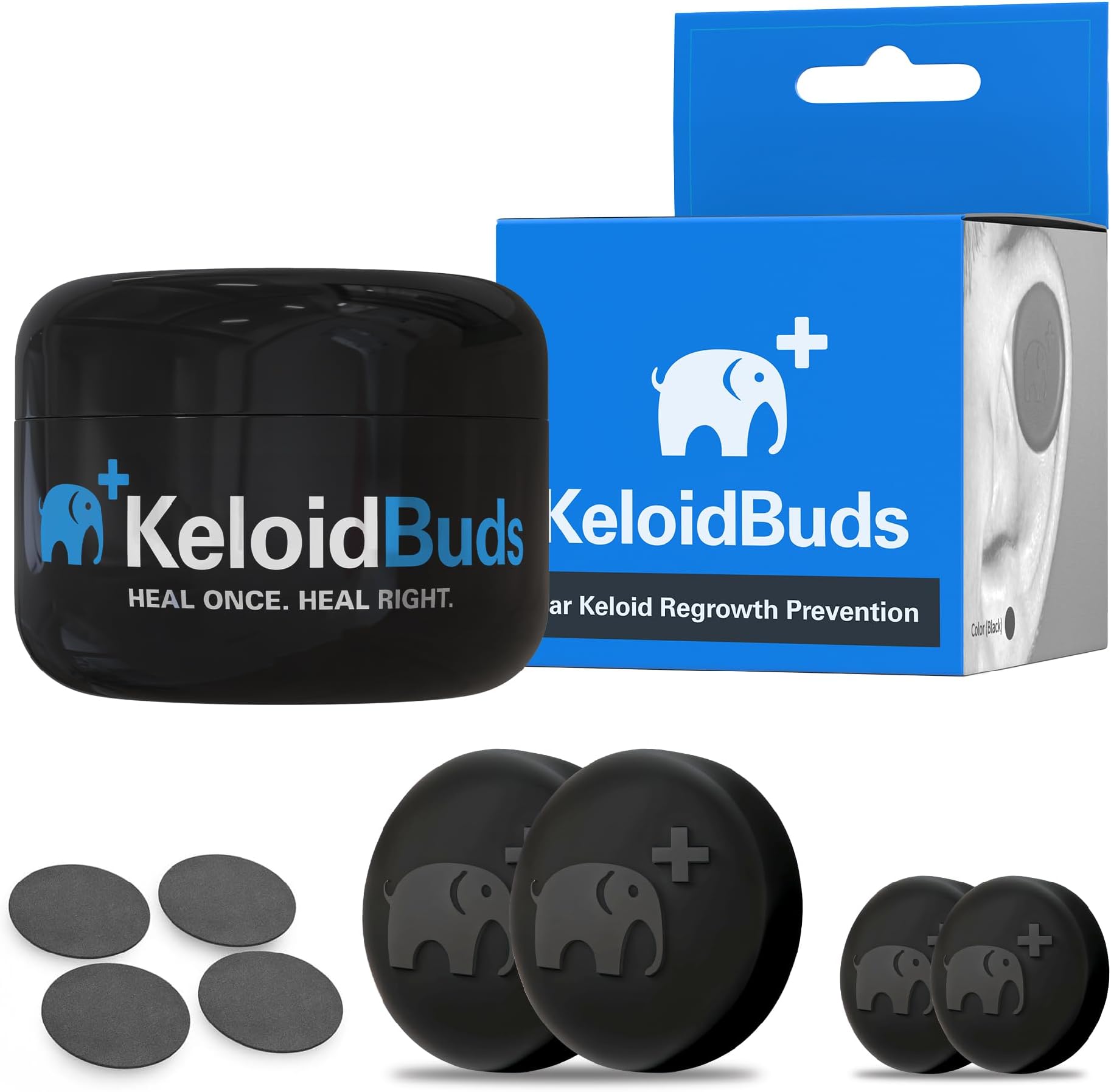 KeloidBuds Pressure Earrings for Keloids - Premium Silicone and Neodymium Magnet Compression Kit for Treatment of Keloids - Optimal Clip On Pressure