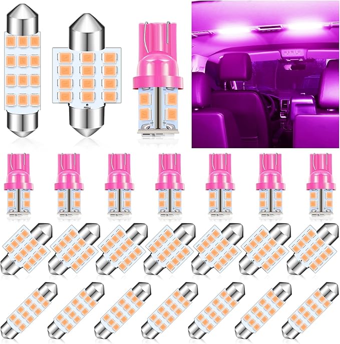 Tallew 24 Pieces Dome Light LED Car Bulb Kit Set T10 31mm 42mm LED