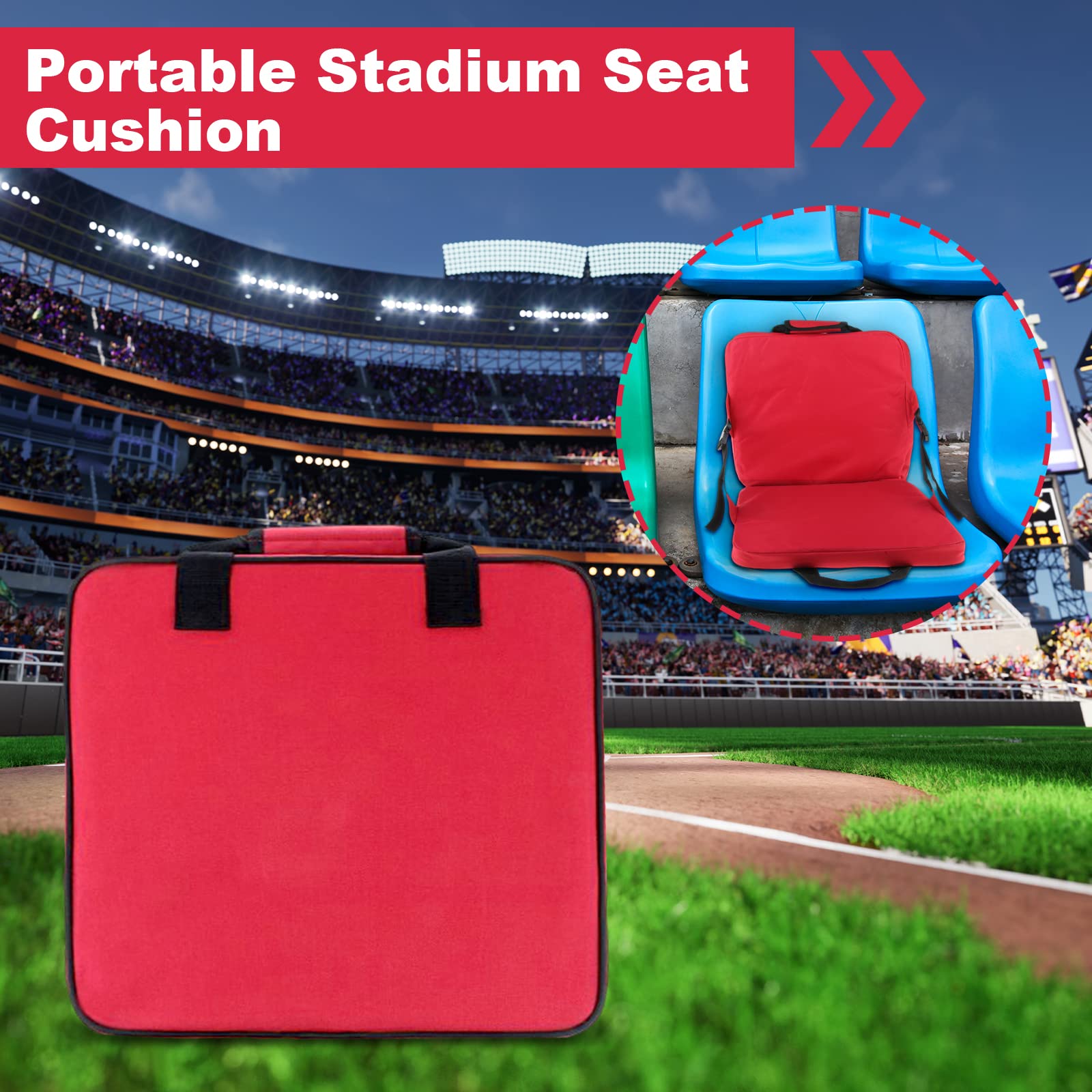 SM SunniMix 2X Portable Stadium Seat Cushion Bench Bleachers with for Travel