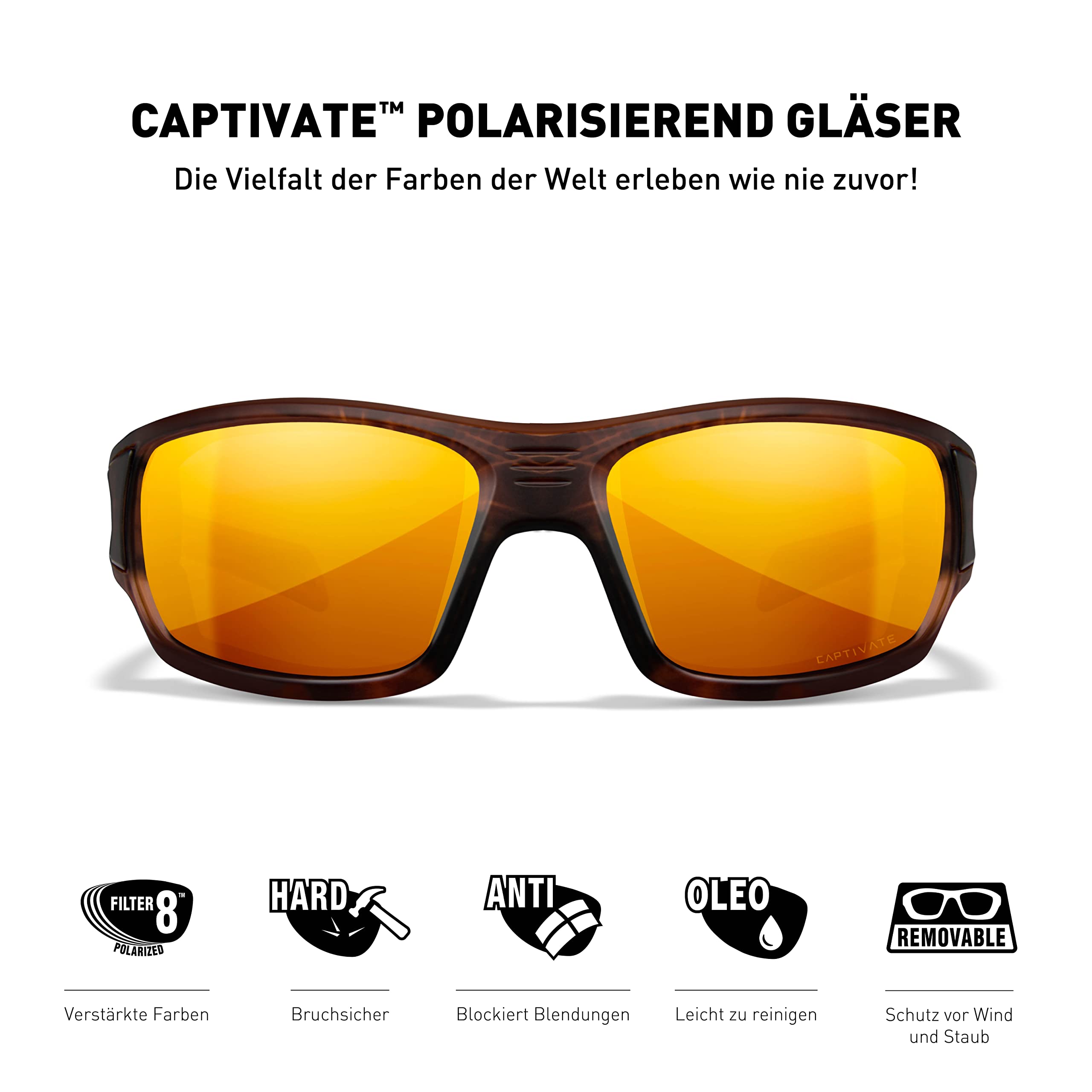 Wiley X │ WX Breach | Sonnenbrille Herren │ Sportbrille Polarisiert │ Sonnenbrille Herren Polarisiert │ 100% UVA/UVB-Schutz | Ideal bei Outdoor-Aktivitäten | Fahrradbrille Wandern Sport Laufen…