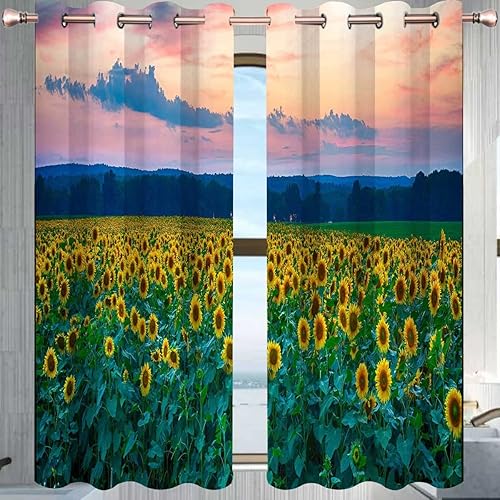 Miniatura 2 de Cortina de panel de puerta con impresiones de fotografía escénicas, 2 paneles de cortinas de comedor de 85 x 108 pulgadas de ancho