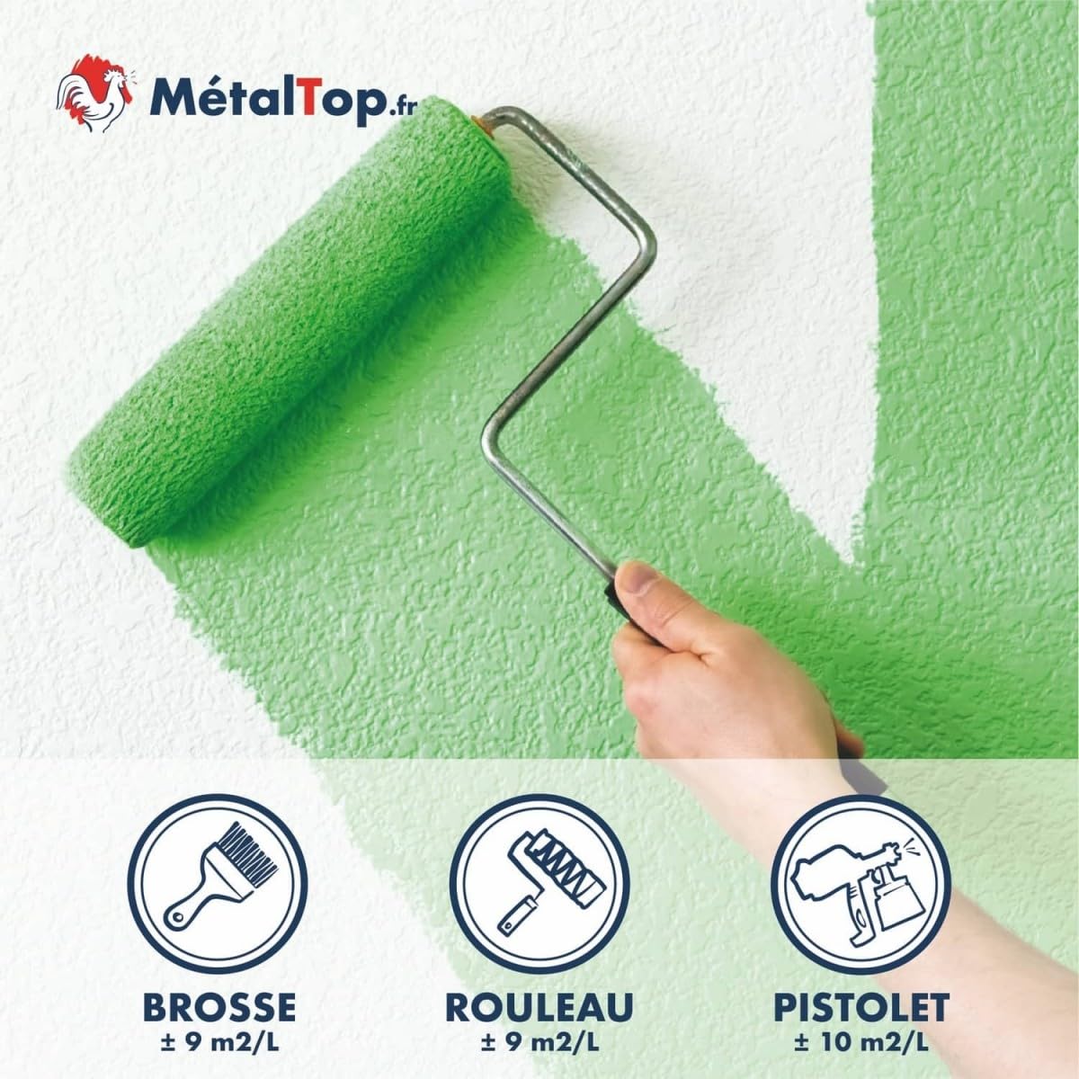 Metaltop - Peinture Mur Interieur - Gris agate - RAL 7038-5 L - Lessivable, finition pro, application facile sur tous murs.