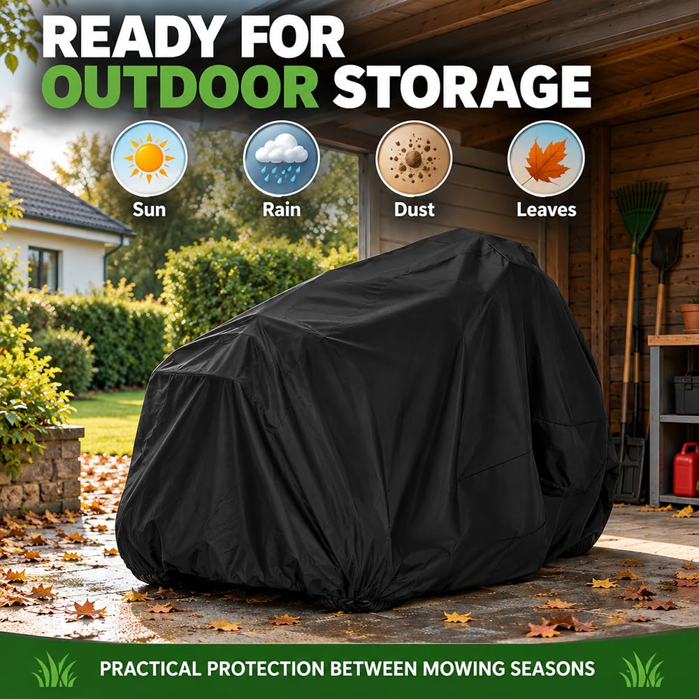 Funda para Tractor Cortacésped para Jonsered LT 2217 A 2008–2014 Deck 97 cm, Cubierta Protectora para Cortacésped con Asiento, Funda de Almacenamiento para Jardín Garaje