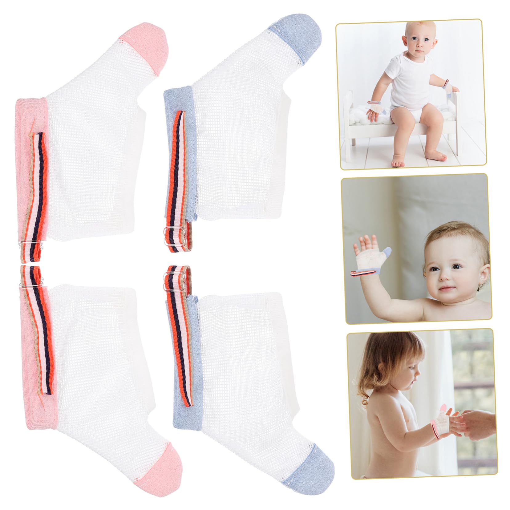 PartyKindom 2 Pairs Anti-Scratch Mitten for Toddlers Baby Thumb Sucking Guard Glove Prevent Sucking Fingers Newborn Baby Glove Breathable Mesh Design