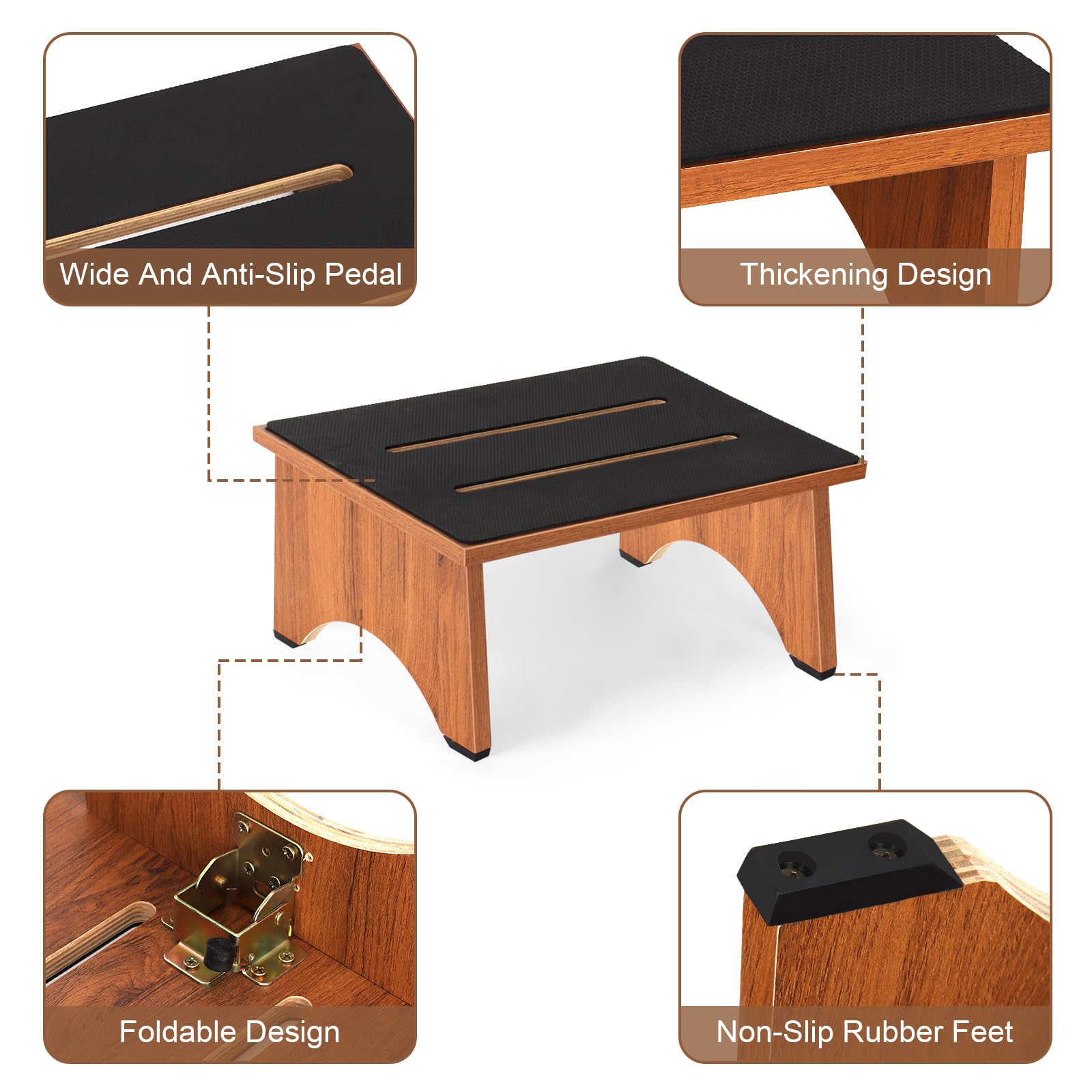 Sgabello In Legno Portatile Antiscivolo - Per Adulti E Anziani, Portata 450lb, Interni/Esterni - Foto 4