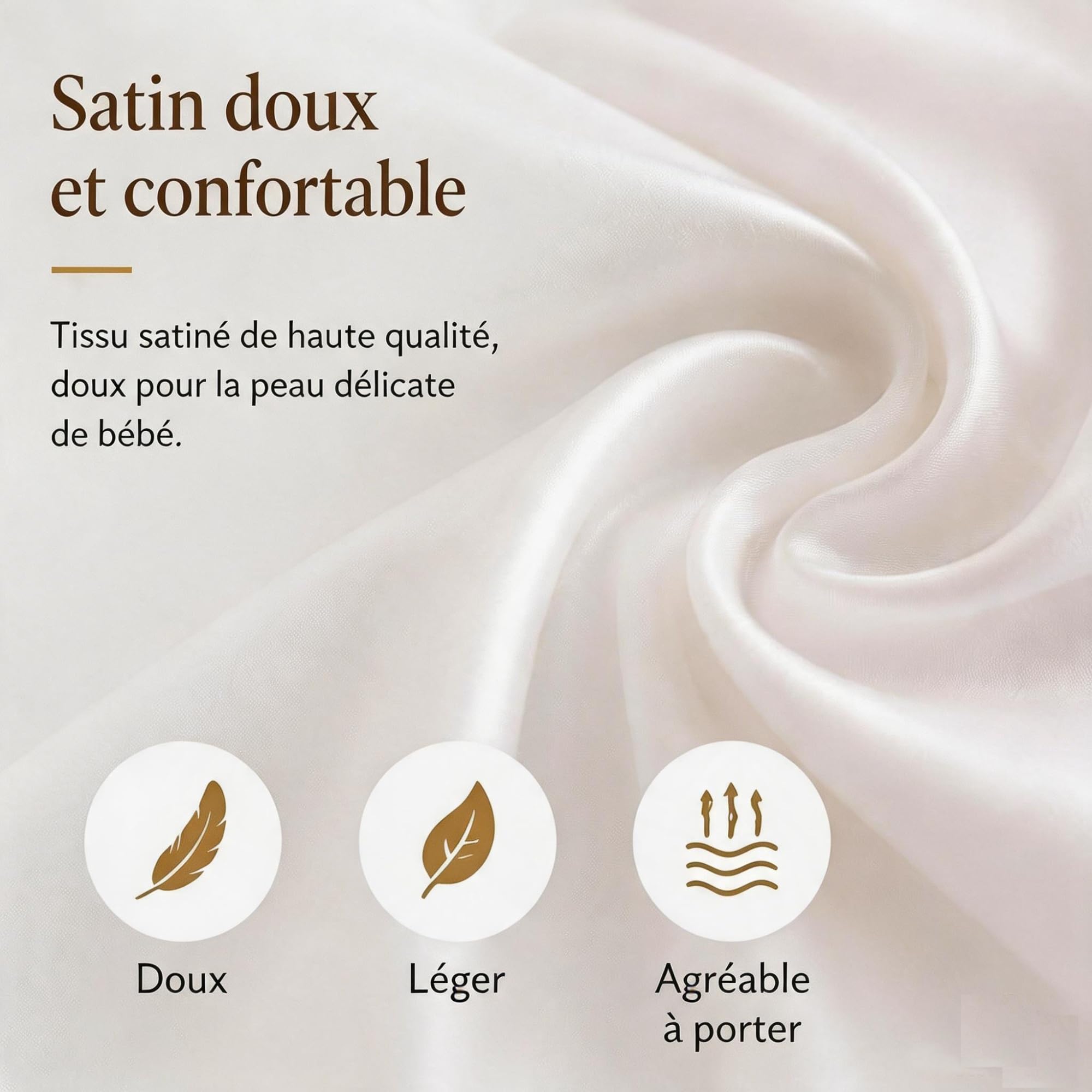 Étole de Baptême Personnalisée 15x120cm | Écharpe Blanche Satinée Brodée Prénom Date | Motifs Religieux au Choix | Coffret Cadeau Bébé Enfant