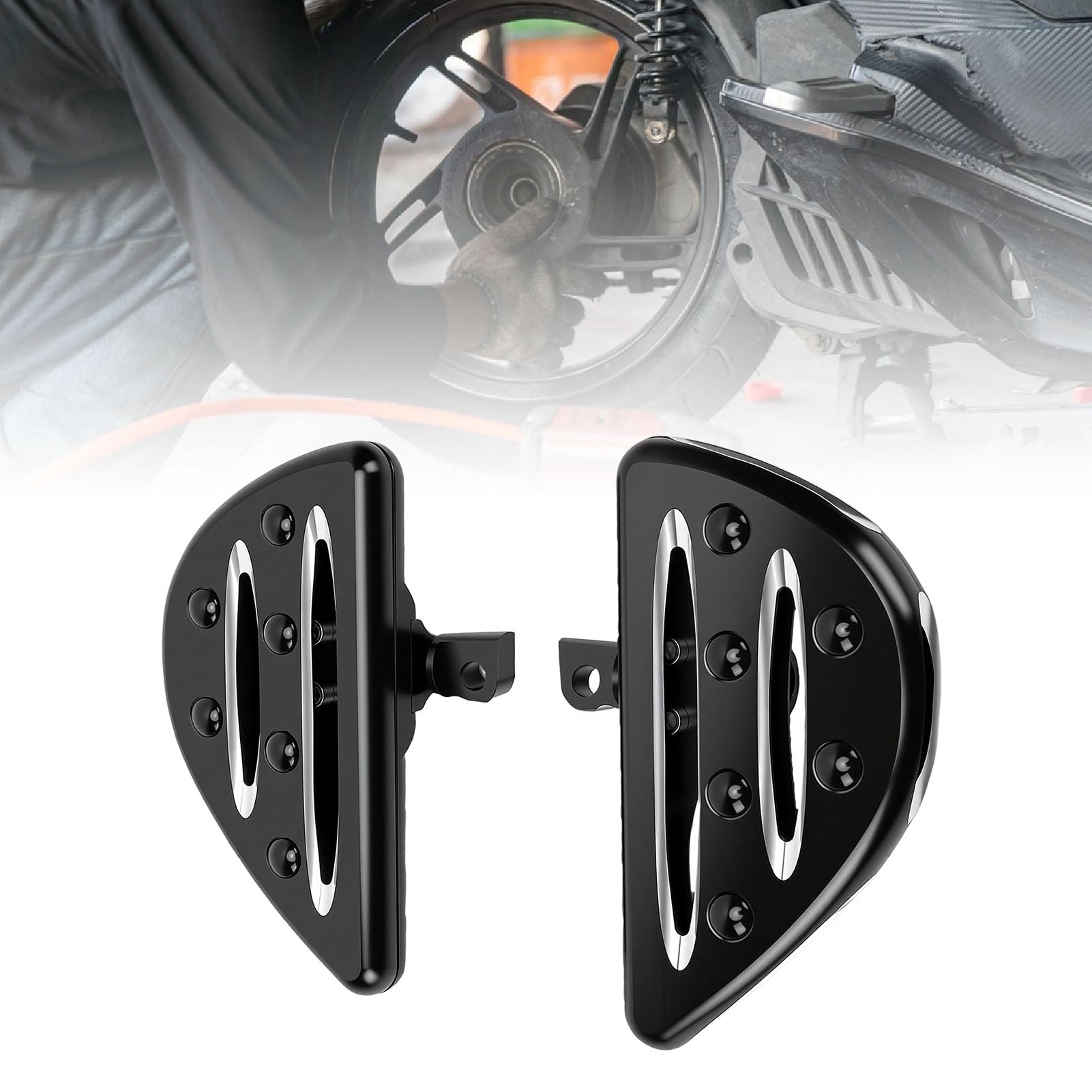 AMONIDA Motorcycle Passenger Footboard, Metal Construction (BLACK)