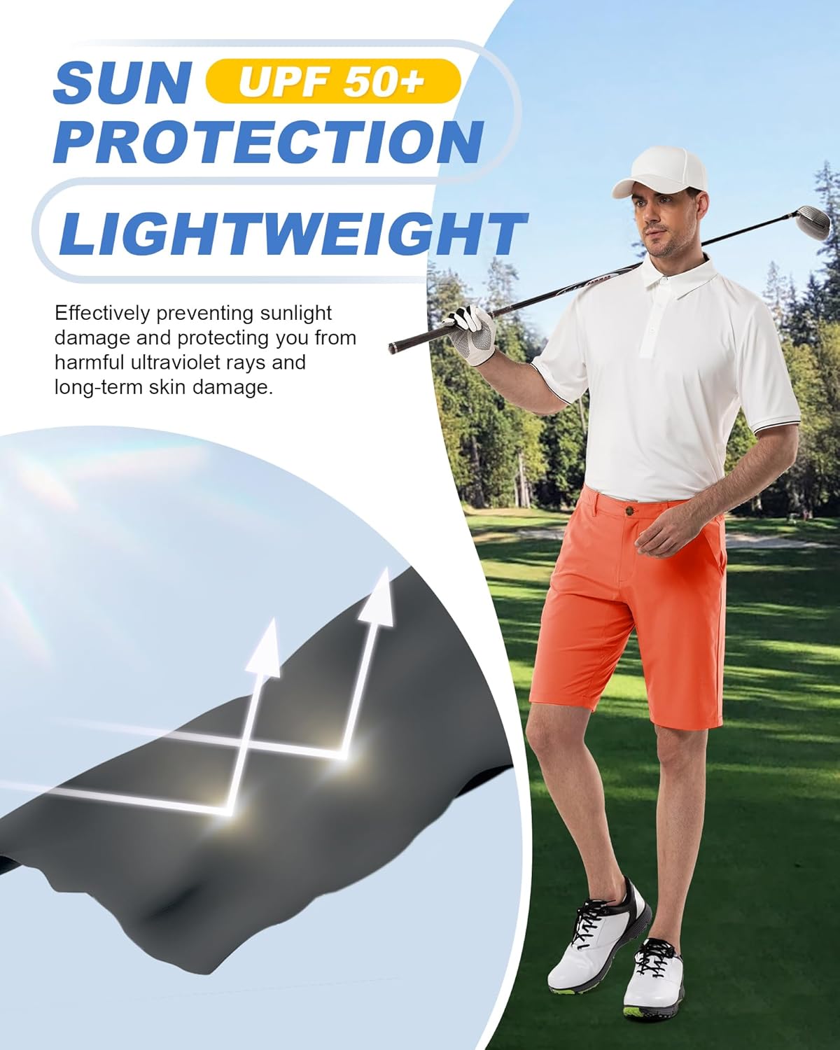 Outdoor Ventures Men's Golf Shorts 11" Inseam Classic-Fit Flat Front Stretch Casual Shorts with Pockets Summer Hiking Travel - Image 6