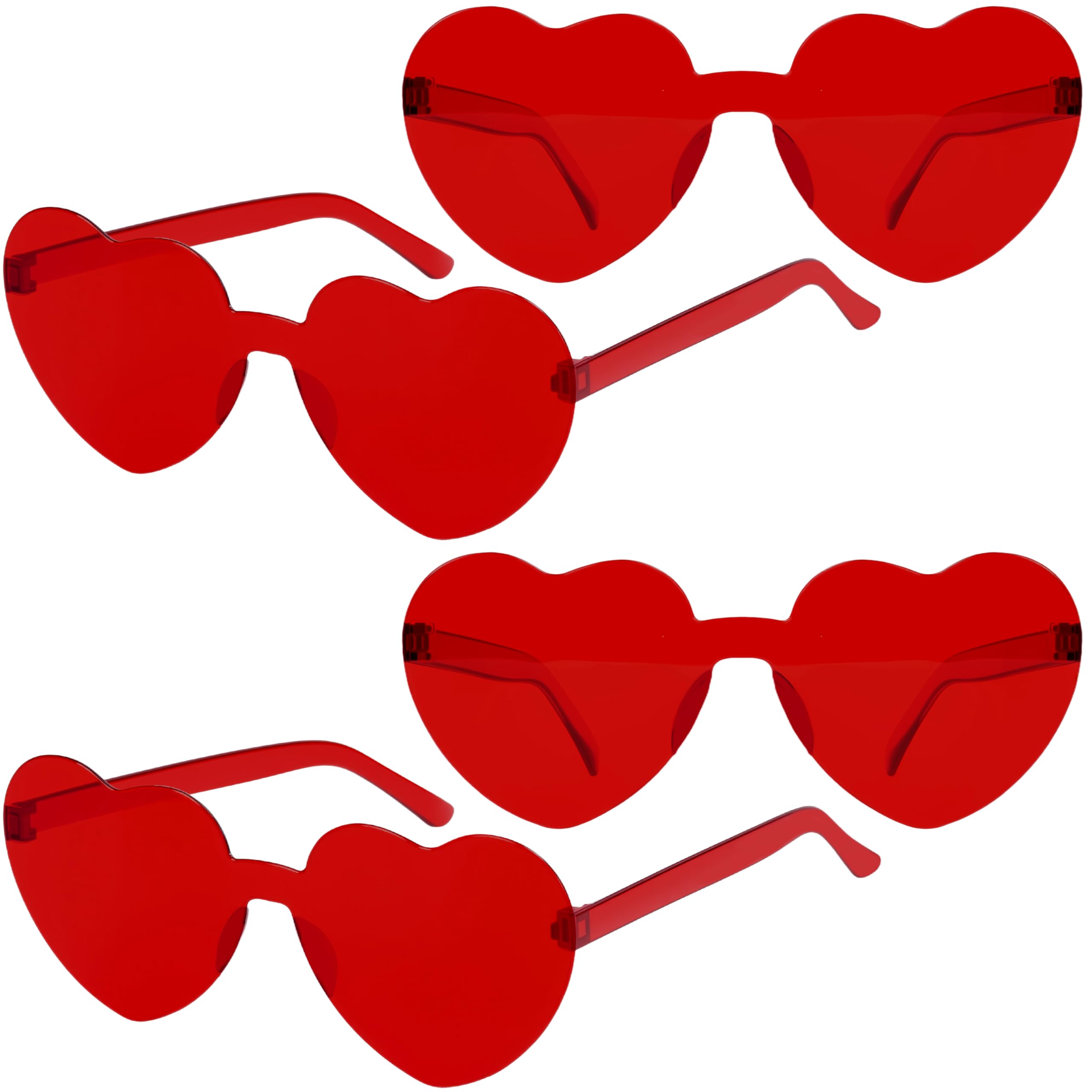 2/4/8/12/20 Pairs Heart Shaped Sunglasses Transparent Heart Glasses Rimless Trendy Eyewear for Valentines Party Favor