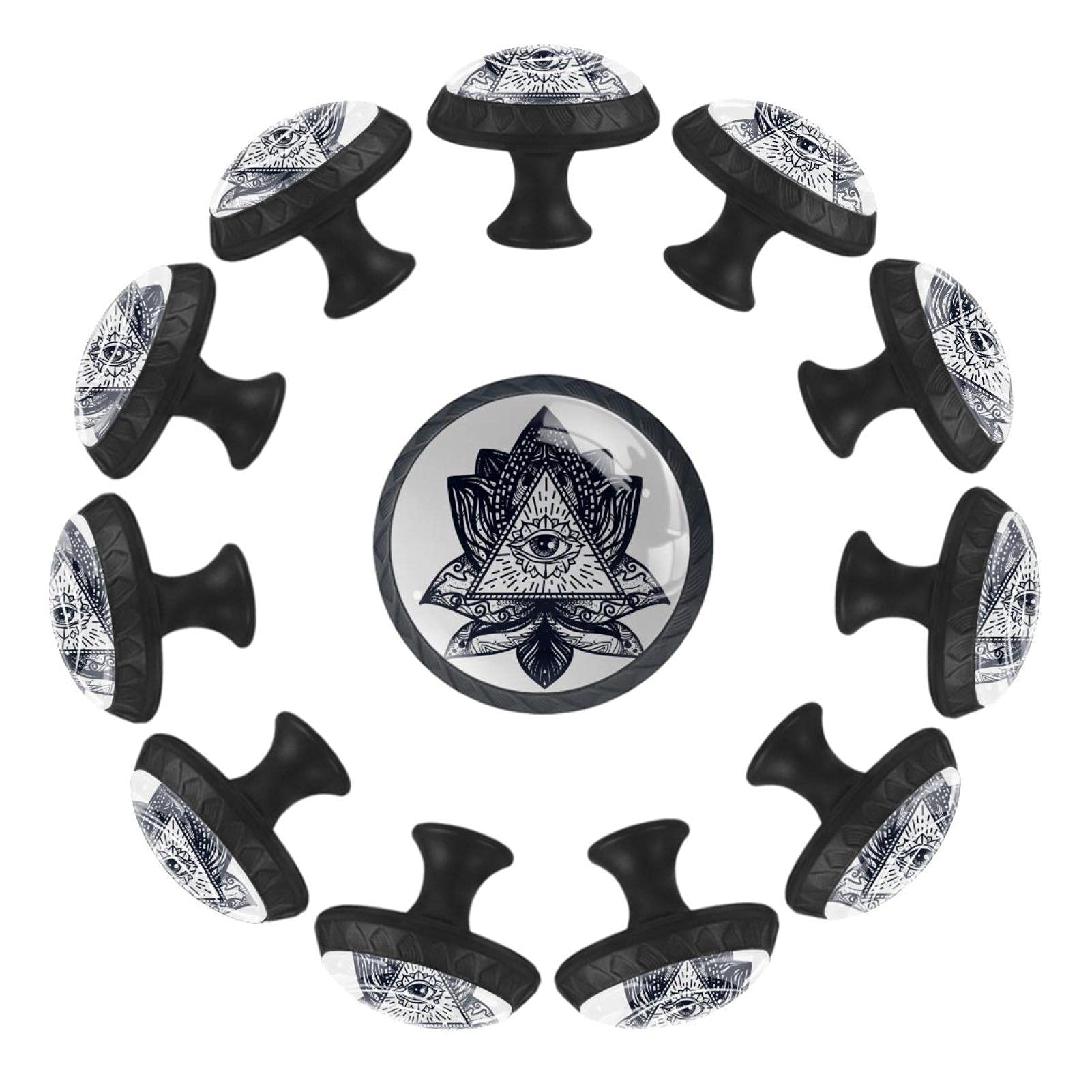 Boutons de tiroir ronds 35 mm œil dans le lotus au design artistique pour commode