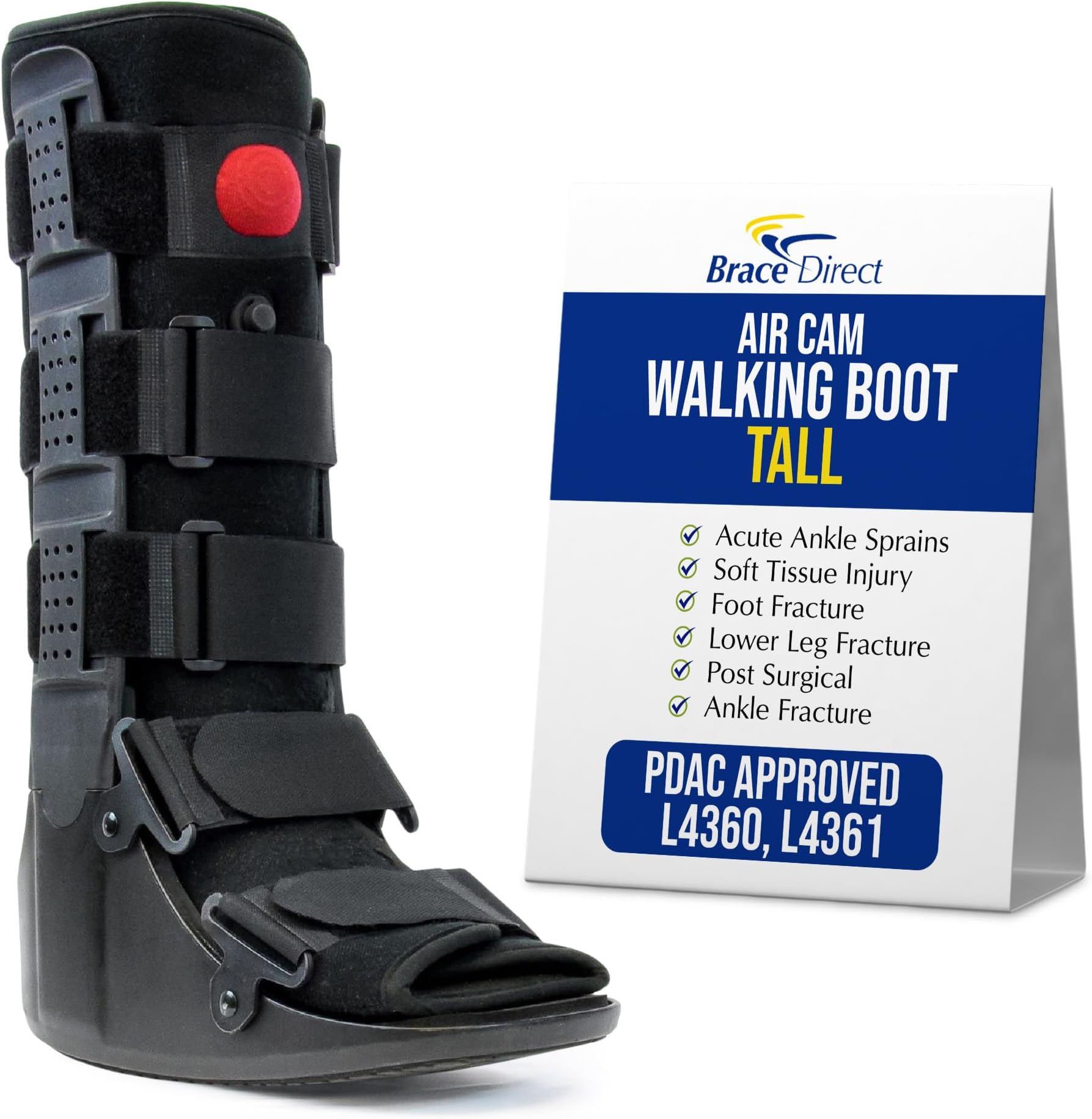 Air CAM Walker Fracture Boot – Tall Orthopedic Walking Boot for Foot Fractures, Ankle Sprains & Post-Op Recovery with Air Pump System (Size S Men’s 6–8.5 / Women’s 7.5–9.5)