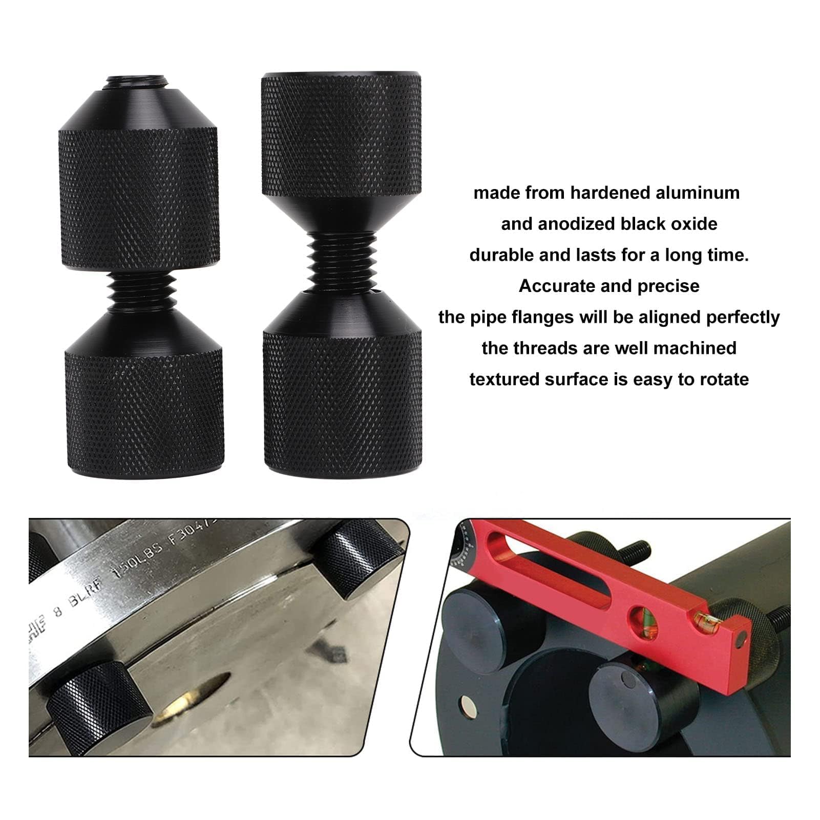 SUNGOOYUE 2 PCS FLANGE ALIGNAGE PINE BOURNAGE LOCAGE DE LOCATION DE LA PINE GUIDE BUNE PIN 1-1/8 Pouces Deux Trous Set Épingles à Double Trou Filetées en Aluminium avec Outils