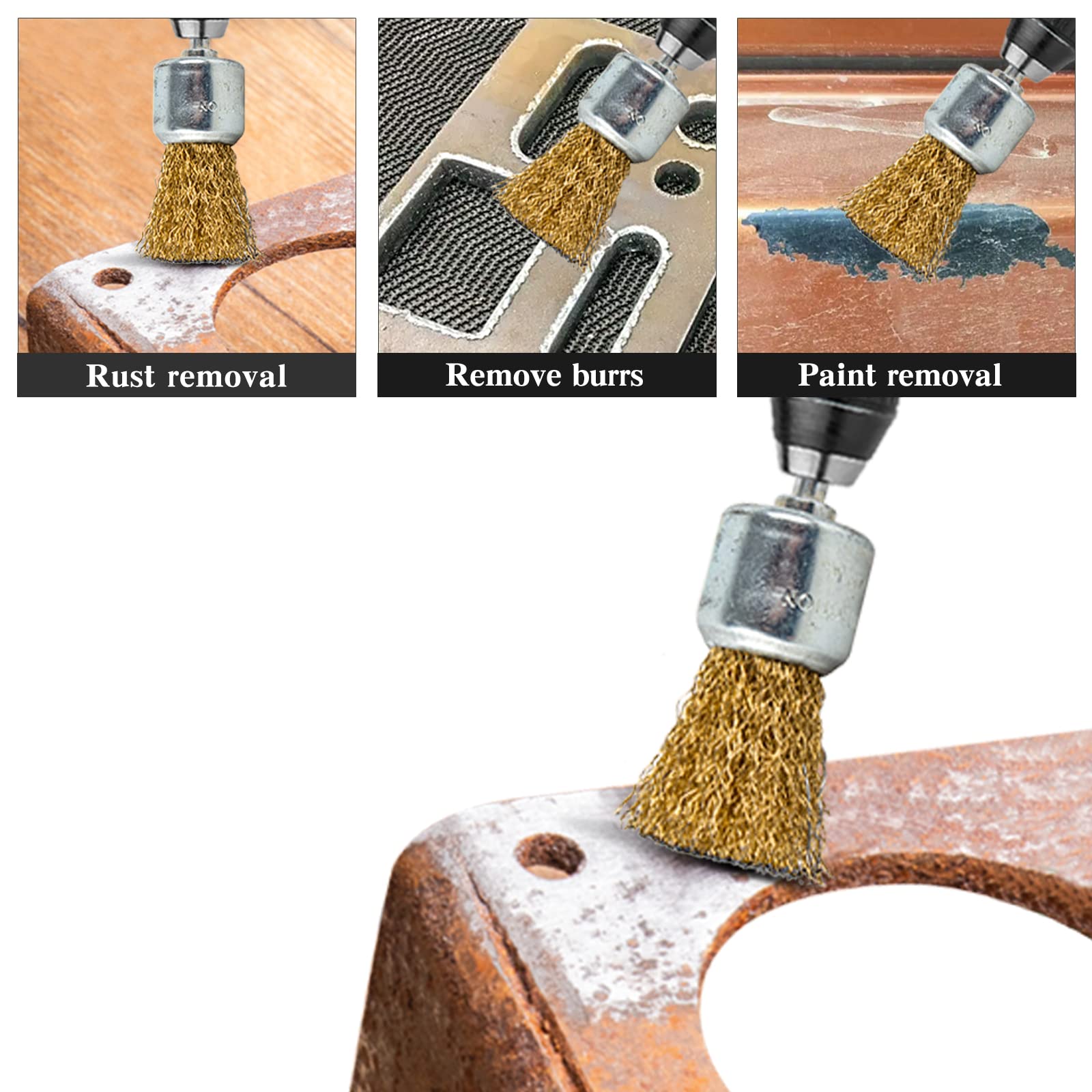Brass Wire End Brushes - 15 Pack for Rust & Paint -3