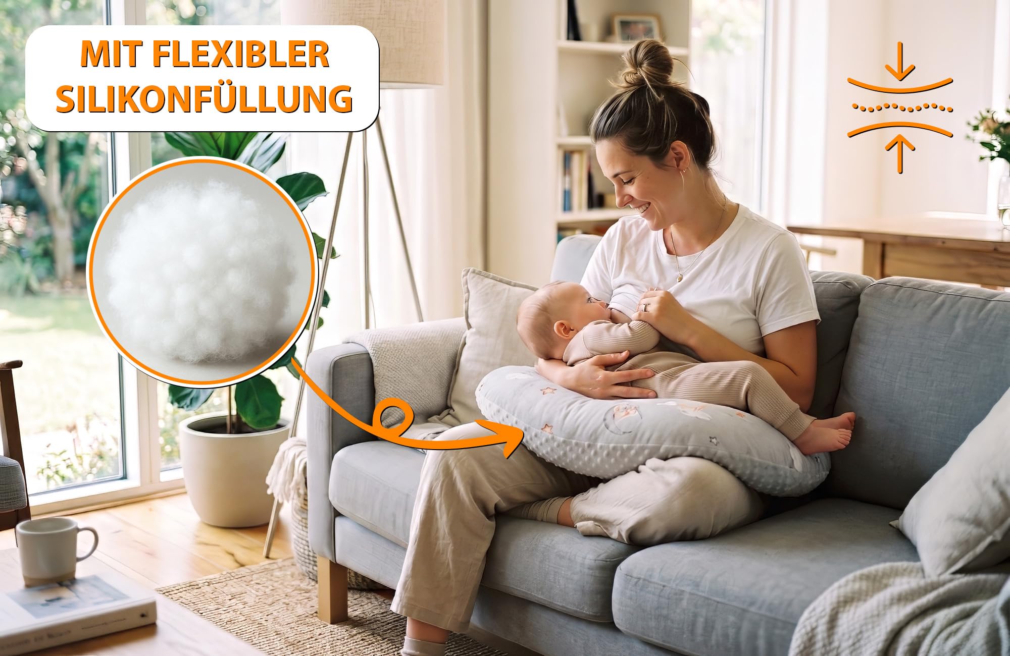 Totsy Baby Coussin Allaitement et Grossesse 130 cm- Coussins d'allaitement Bebe et Oreiller de maternité pour Femme Enceinte Minky Petit oreillers Maternite Oeko-Tex Cerf Gris